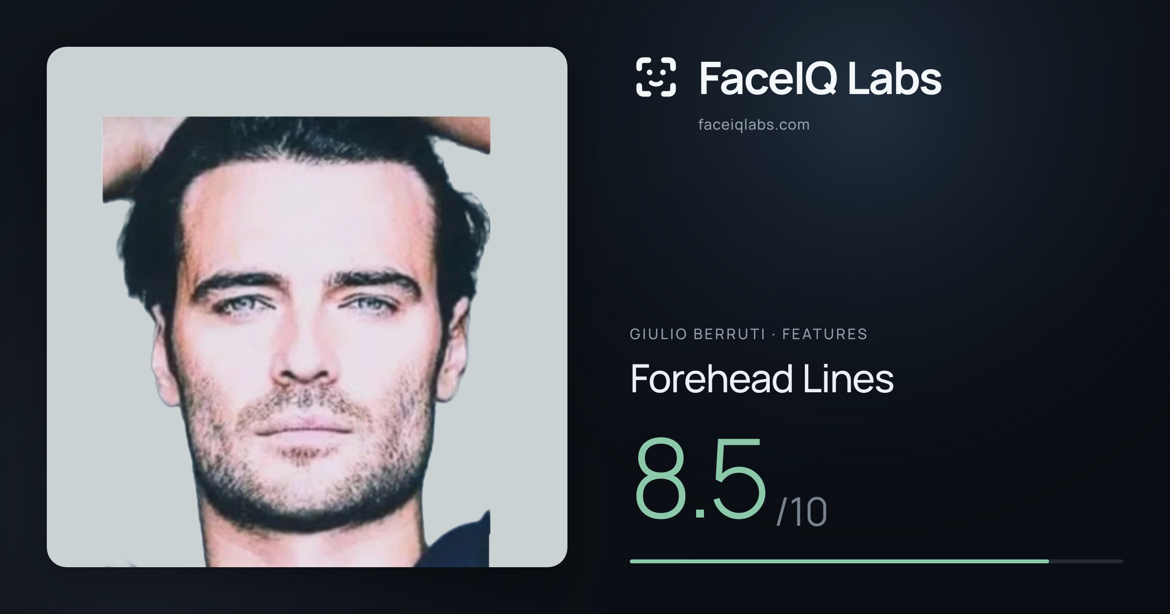 Giulio Berruti Forehead Lines: 8.5/10, drawn on the photo
