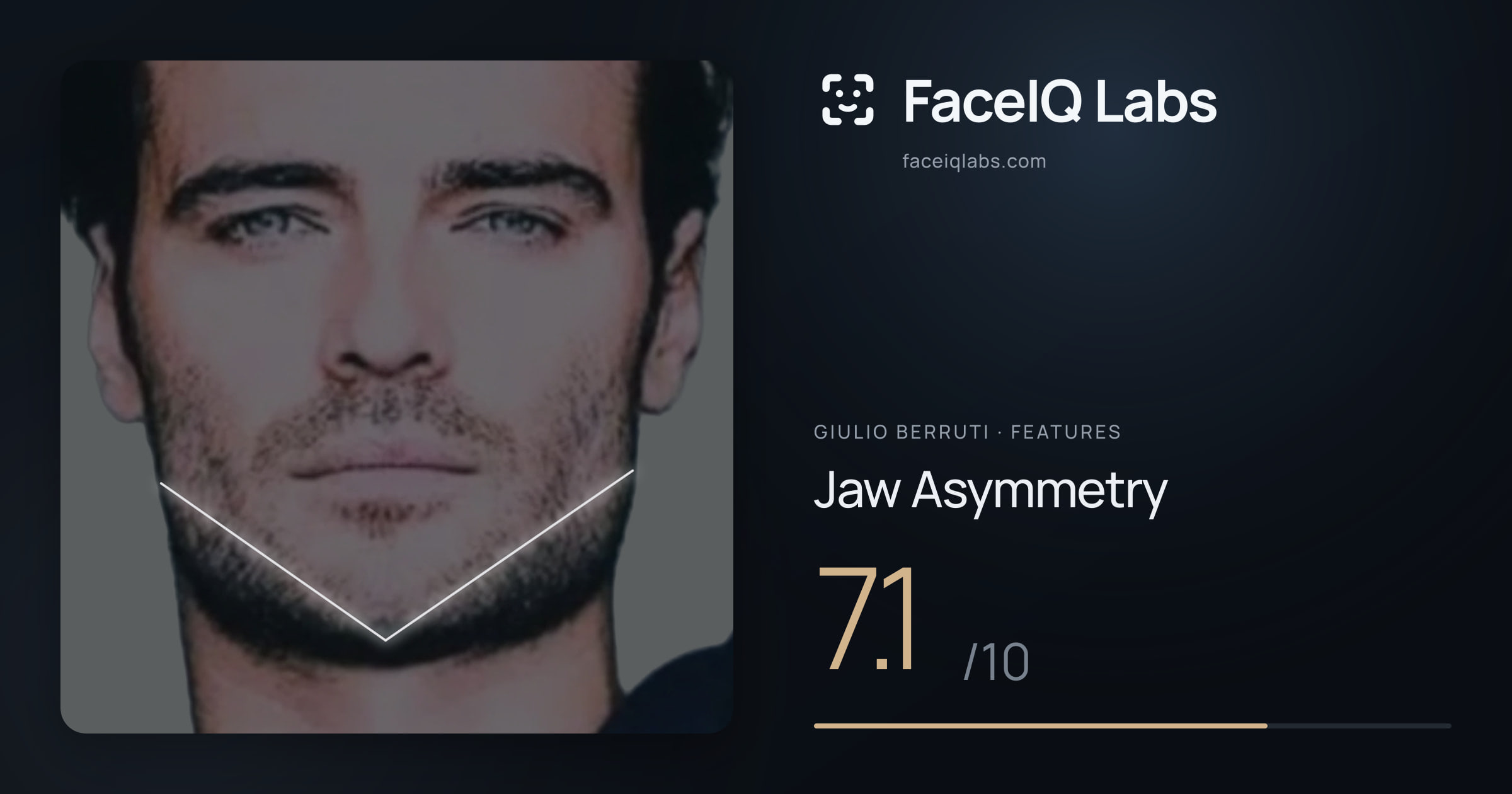 Giulio Berruti Jaw Asymmetry: 7.1/10, drawn on the photo