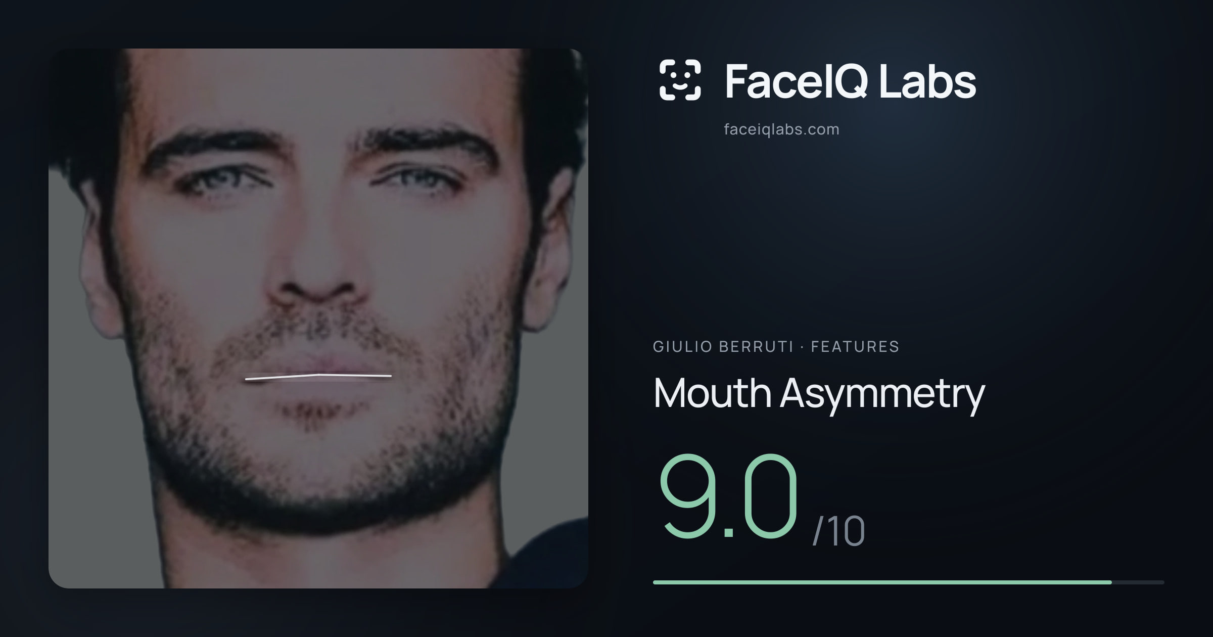 Giulio Berruti Mouth Asymmetry: 9.0/10, drawn on the photo