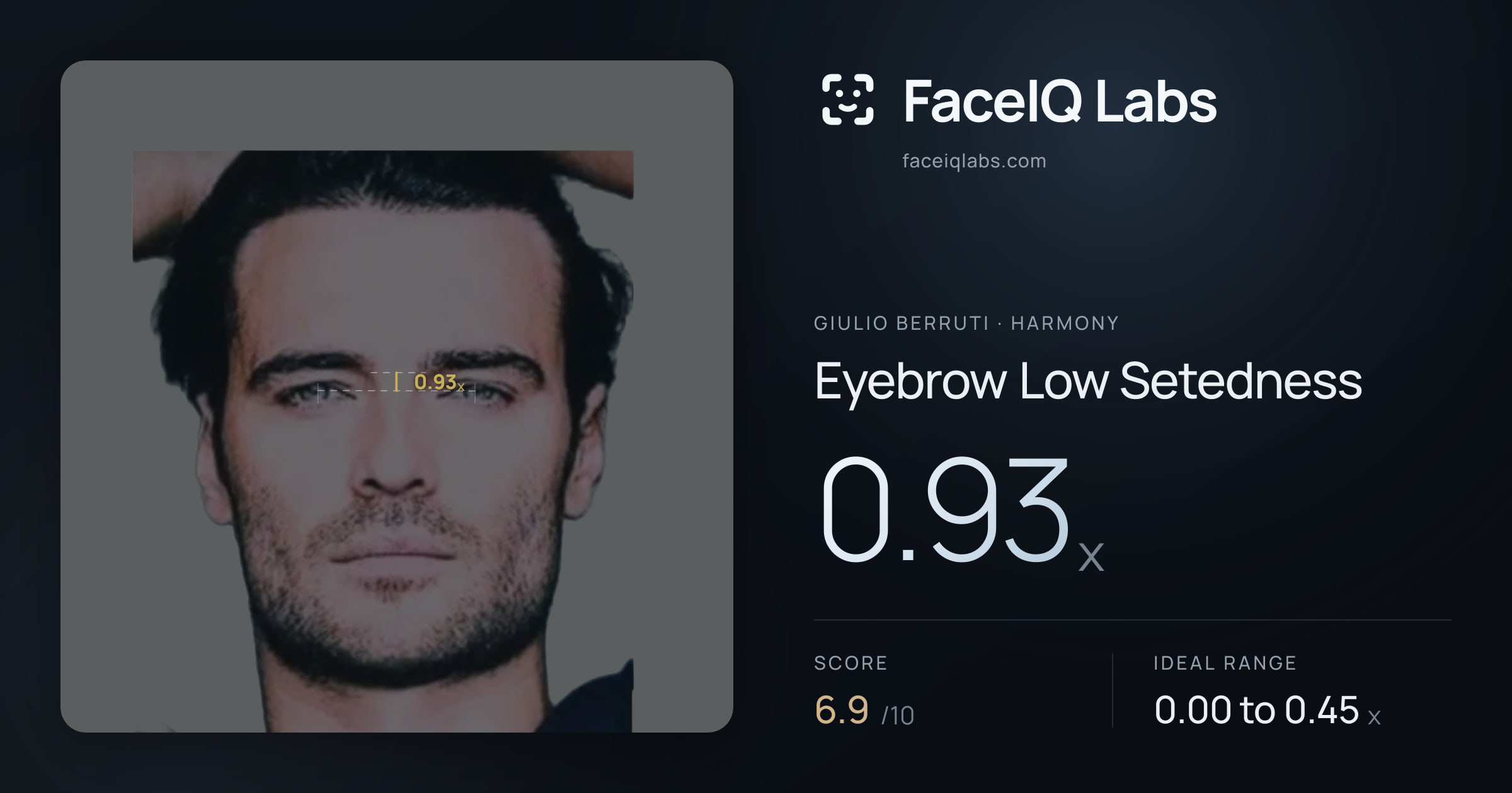 Giulio Berruti Eyebrow Low Setedness: 0.93x, drawn on the photo