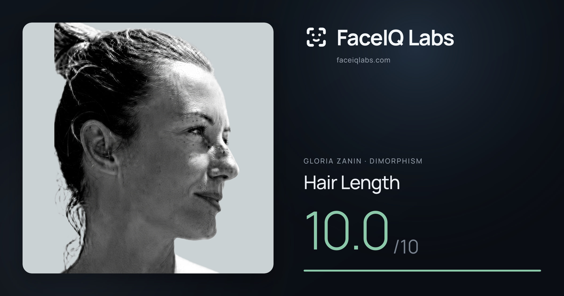 Gloria Zanin Hair Length: 10.0/10, drawn on the photo