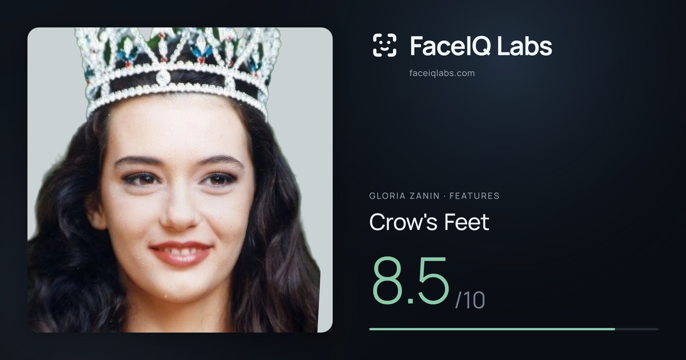Gloria Zanin Crow's Feet: 8.5/10, drawn on the photo