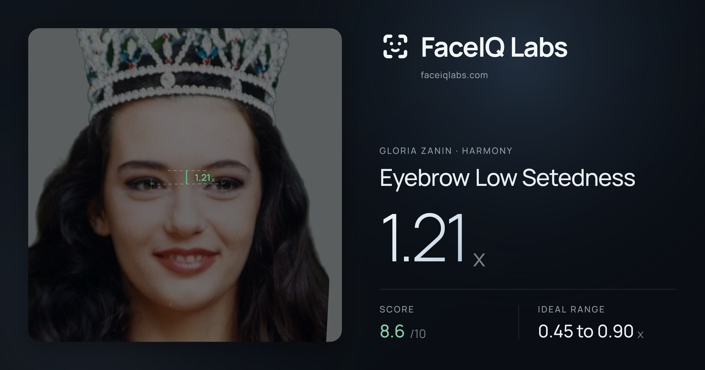 Gloria Zanin Eyebrow Low Setedness: 1.21x, drawn on the photo