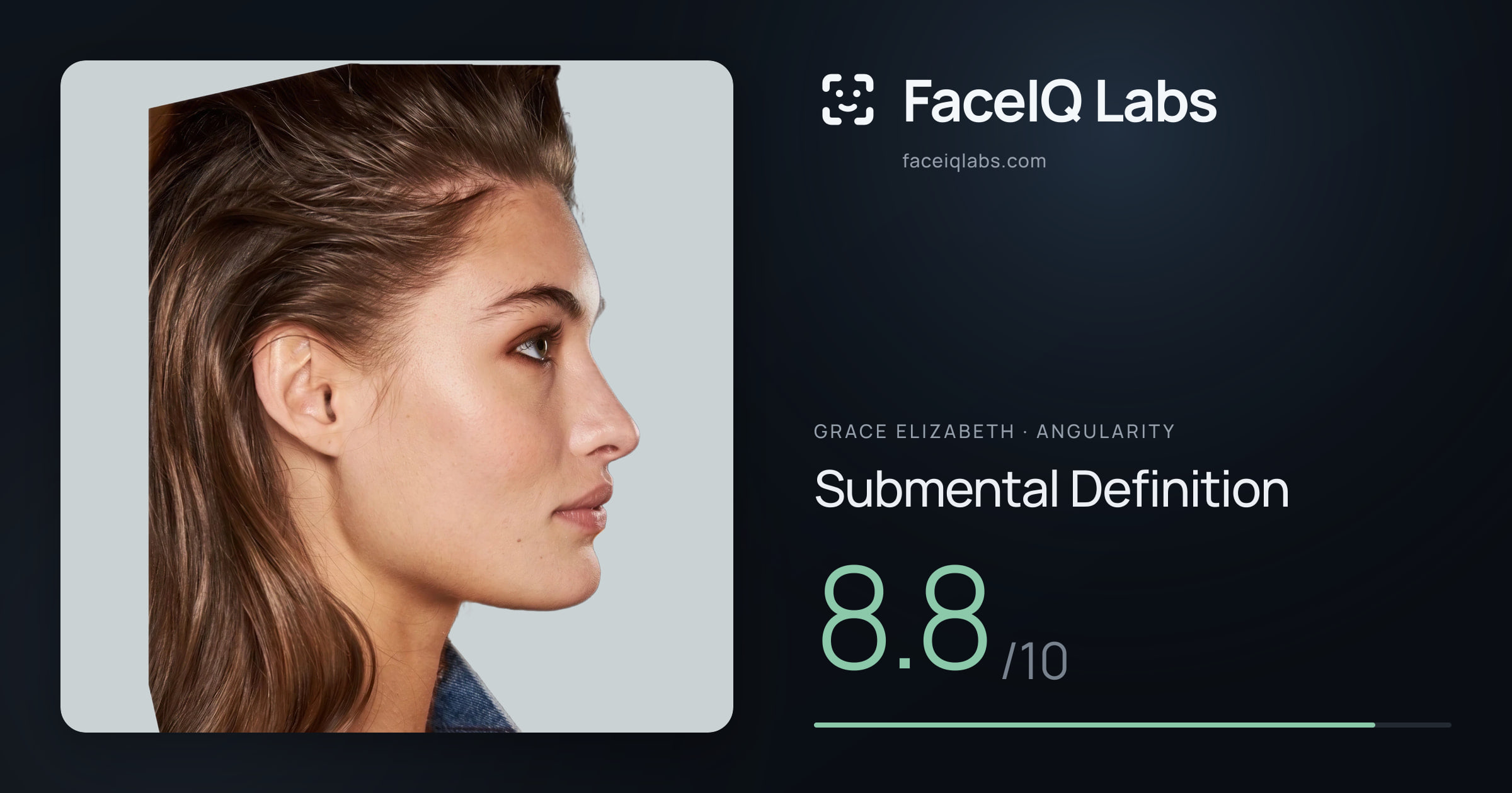 Grace Elizabeth Submental Definition: 8.8/10, drawn on the photo