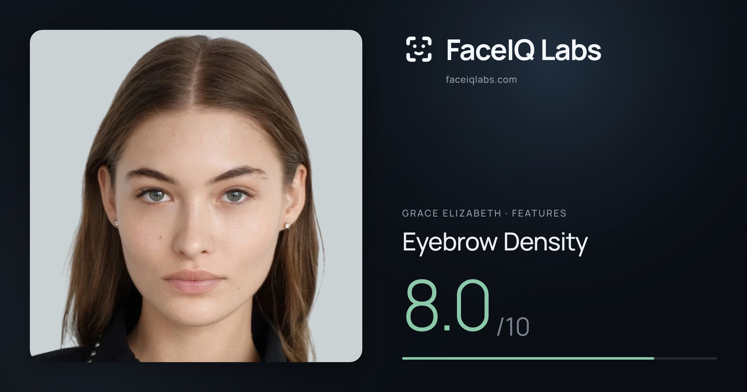 Grace Elizabeth Eyebrow Density: 8.0/10, drawn on the photo