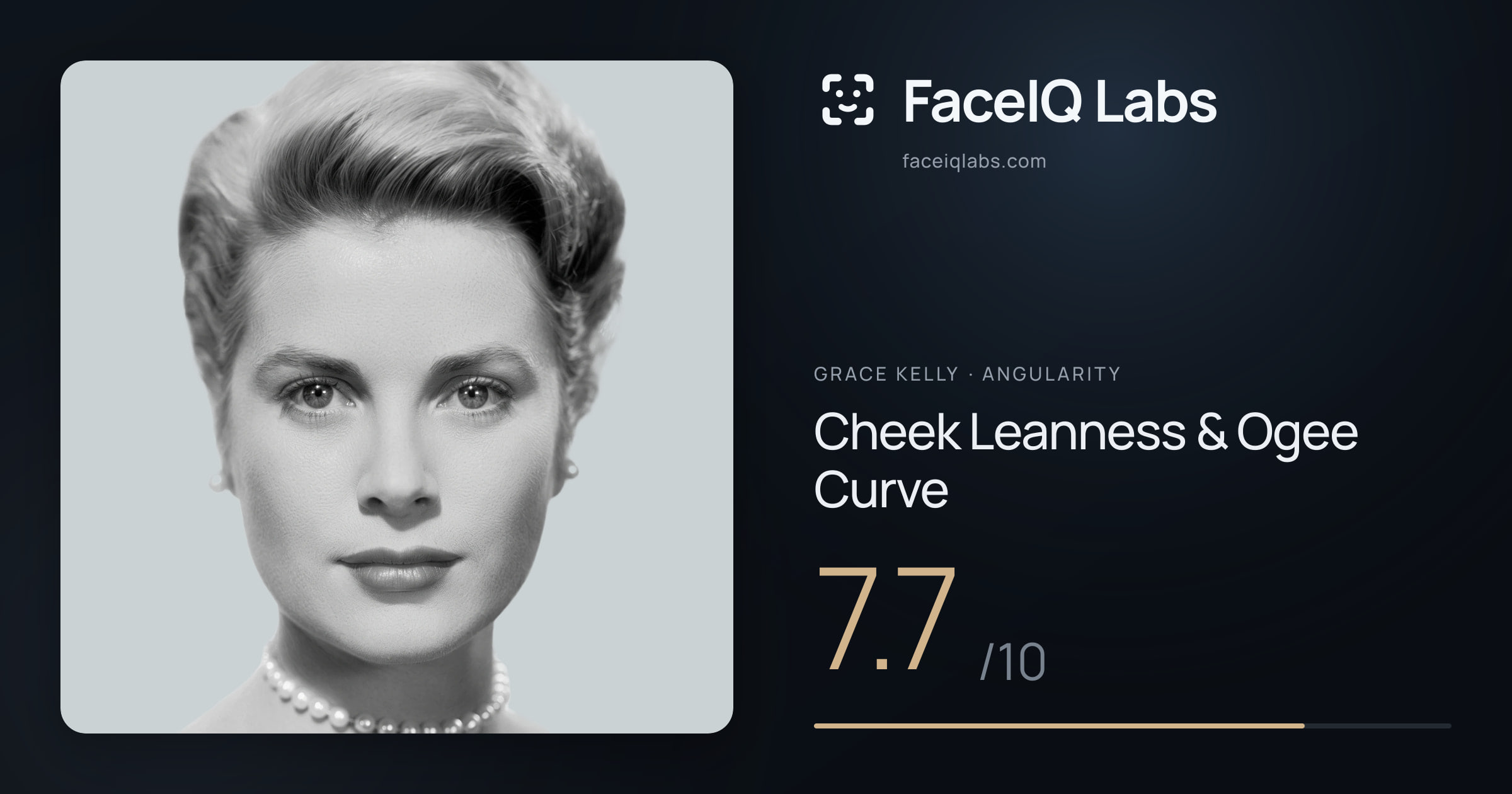 Grace Kelly Cheek Leanness & Ogee Curve: 7.0/10, drawn on the photo