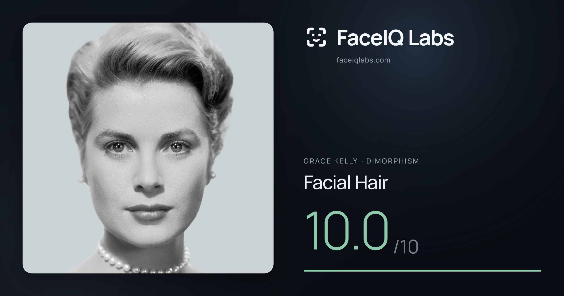 Grace Kelly Facial Hair: 10.0/10, drawn on the photo