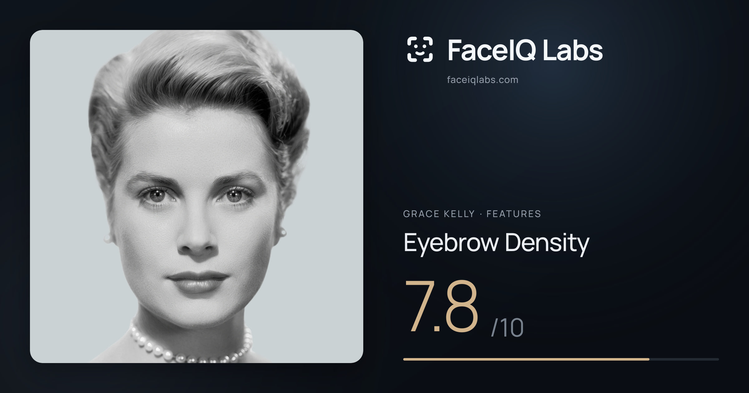 Grace Kelly Eyebrow Density: 7.8/10, drawn on the photo