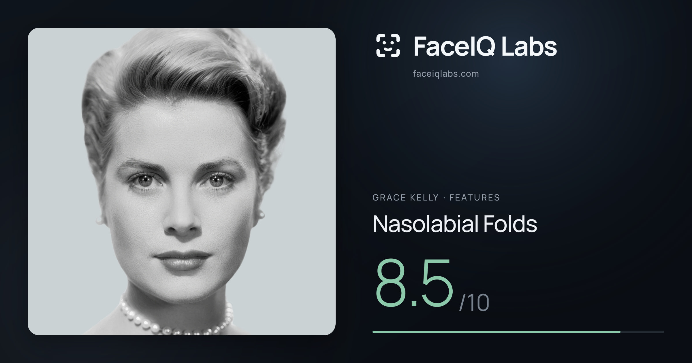 Grace Kelly Nasolabial Folds: 8.5/10, drawn on the photo
