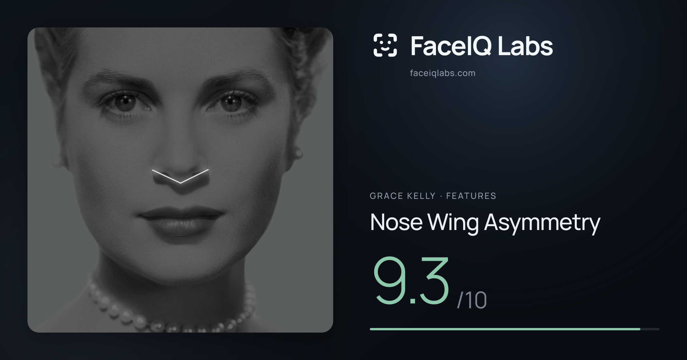 Grace Kelly Nose Wing Asymmetry: 9.3/10, drawn on the photo