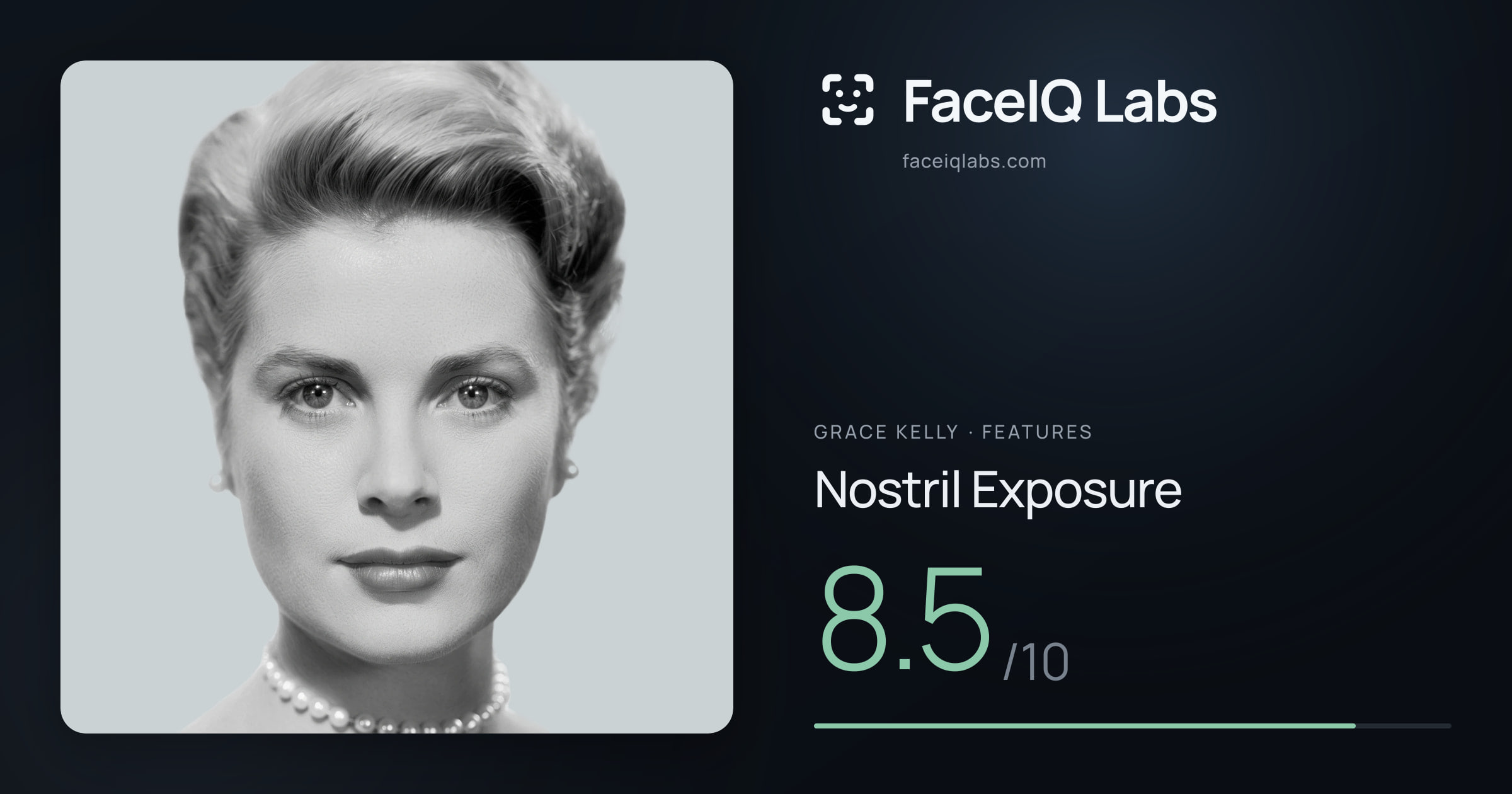 Grace Kelly Nostril Exposure: 8.5/10, drawn on the photo