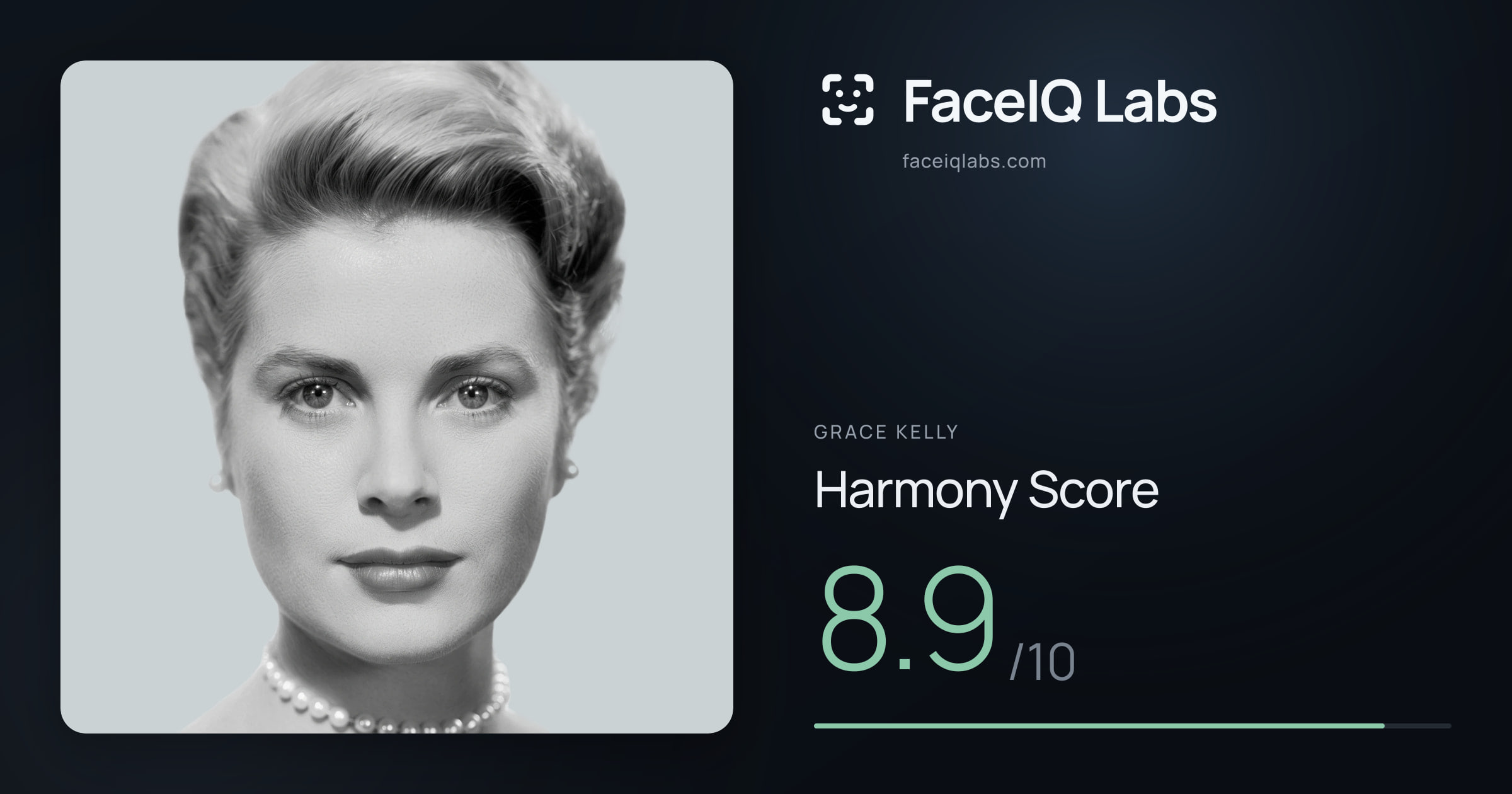Grace Kelly Harmony: 8.9/10, with each ratio's score