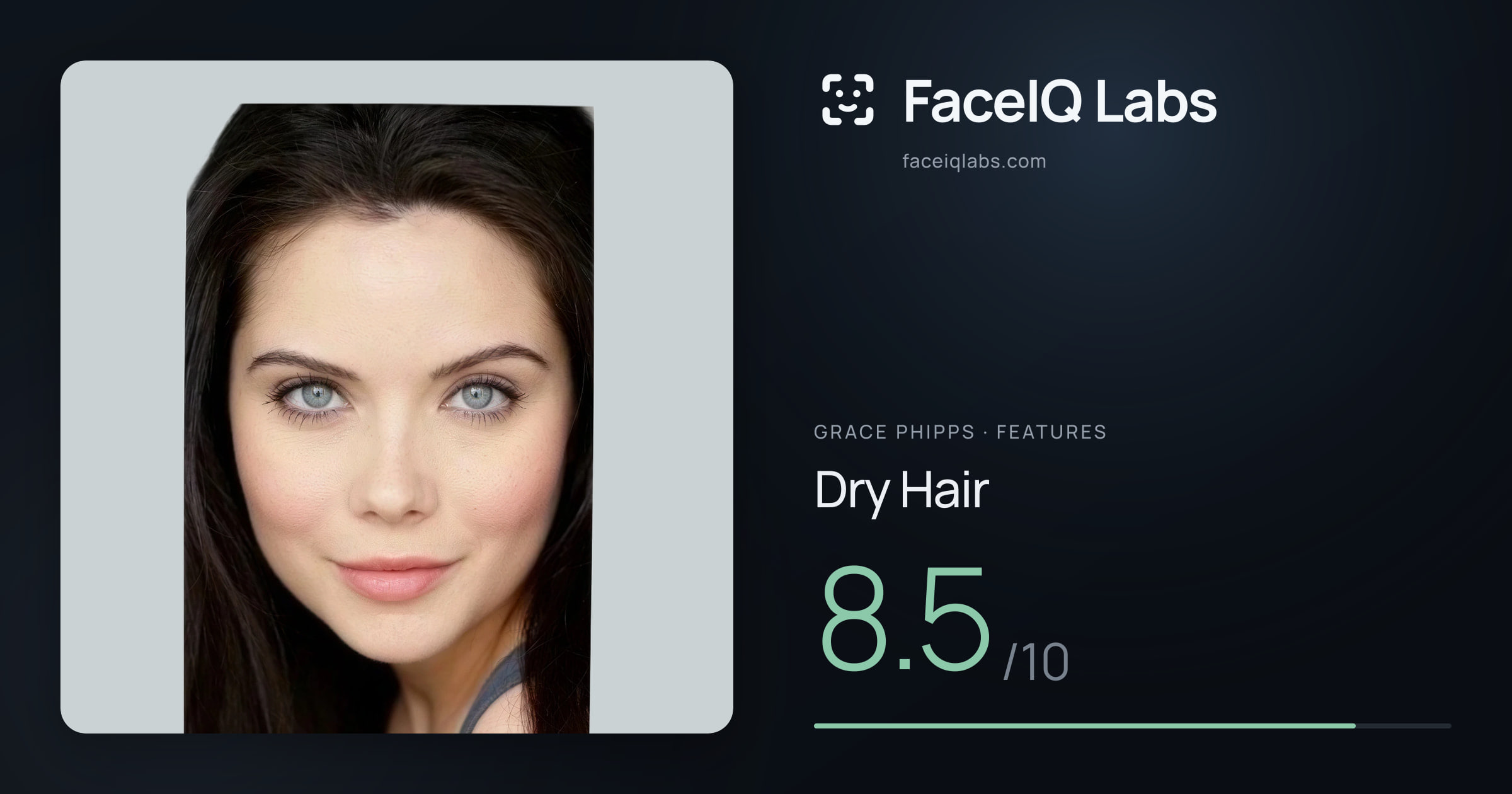 Grace Phipps Dry Hair: 8.5/10, drawn on the photo