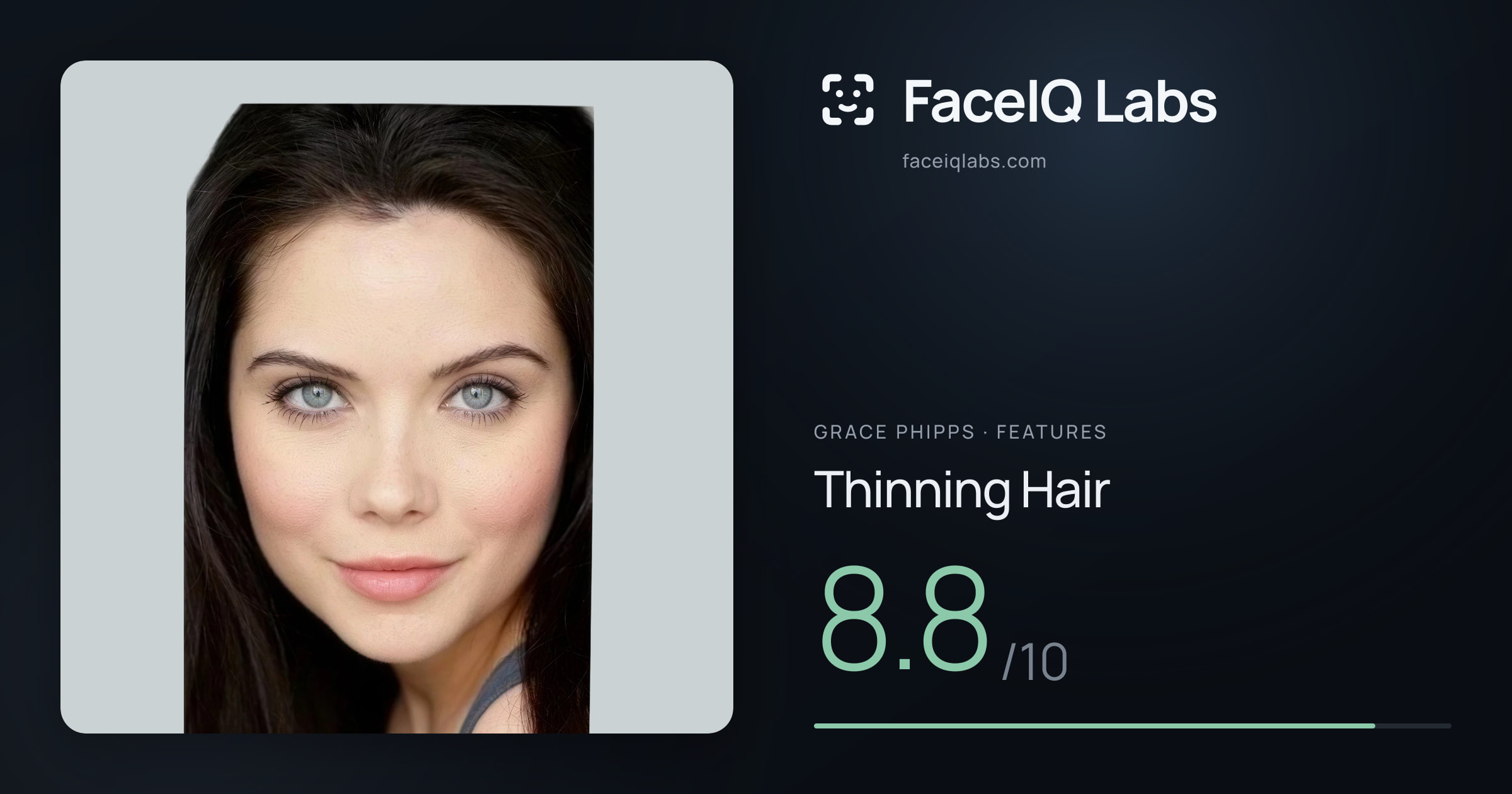 Grace Phipps Thinning Hair: 8.8/10, drawn on the photo
