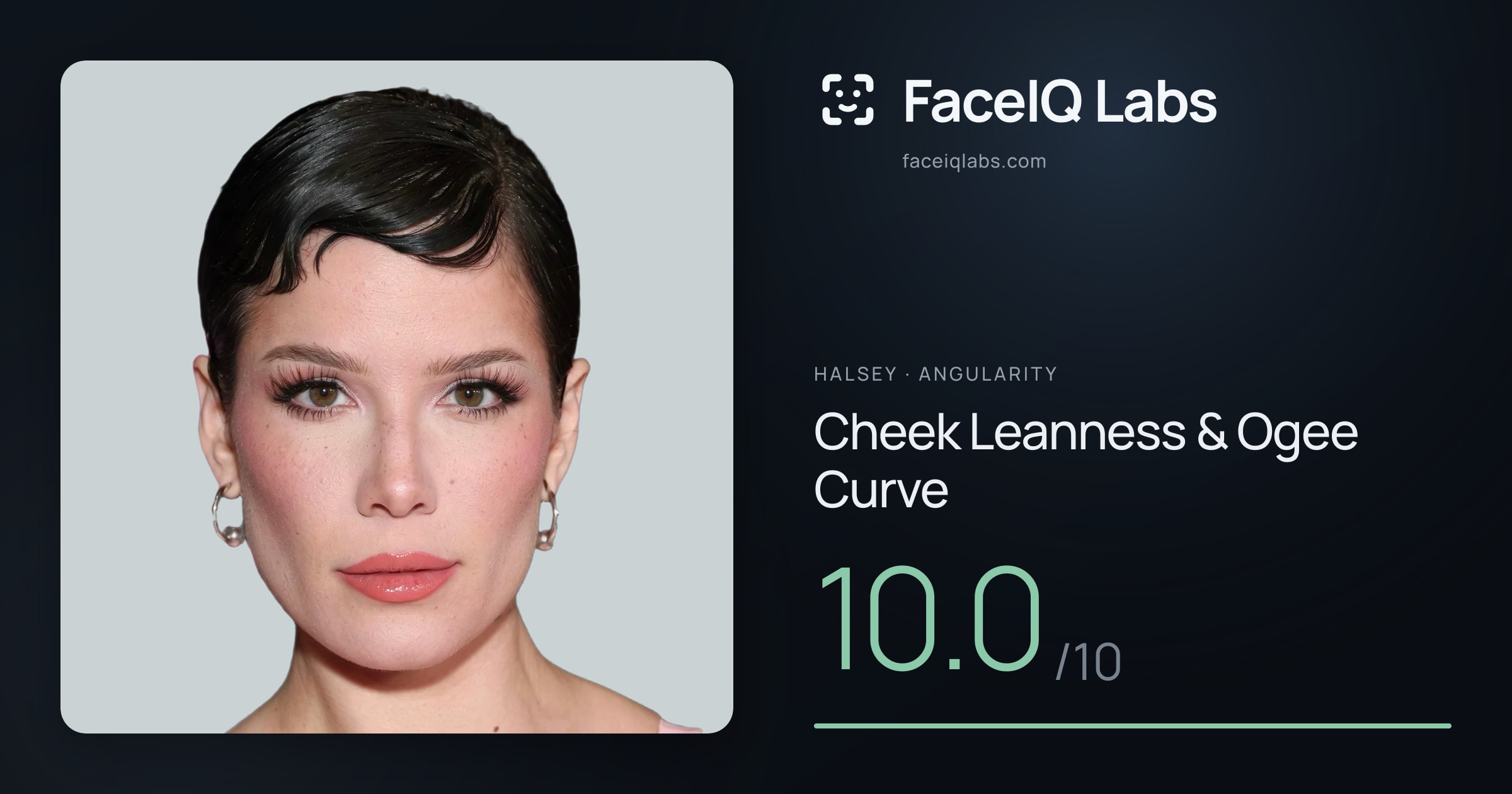 Halsey Cheek Leanness & Ogee Curve: 10.0/10, drawn on the photo