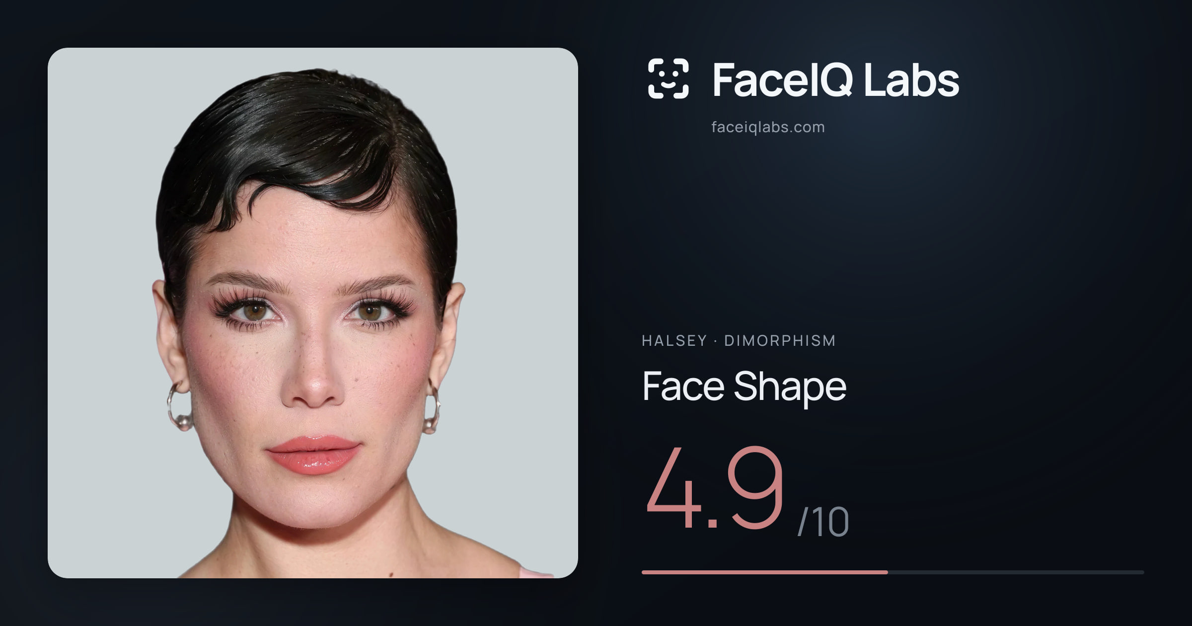 Halsey Face Shape: 4.9/10, drawn on the photo