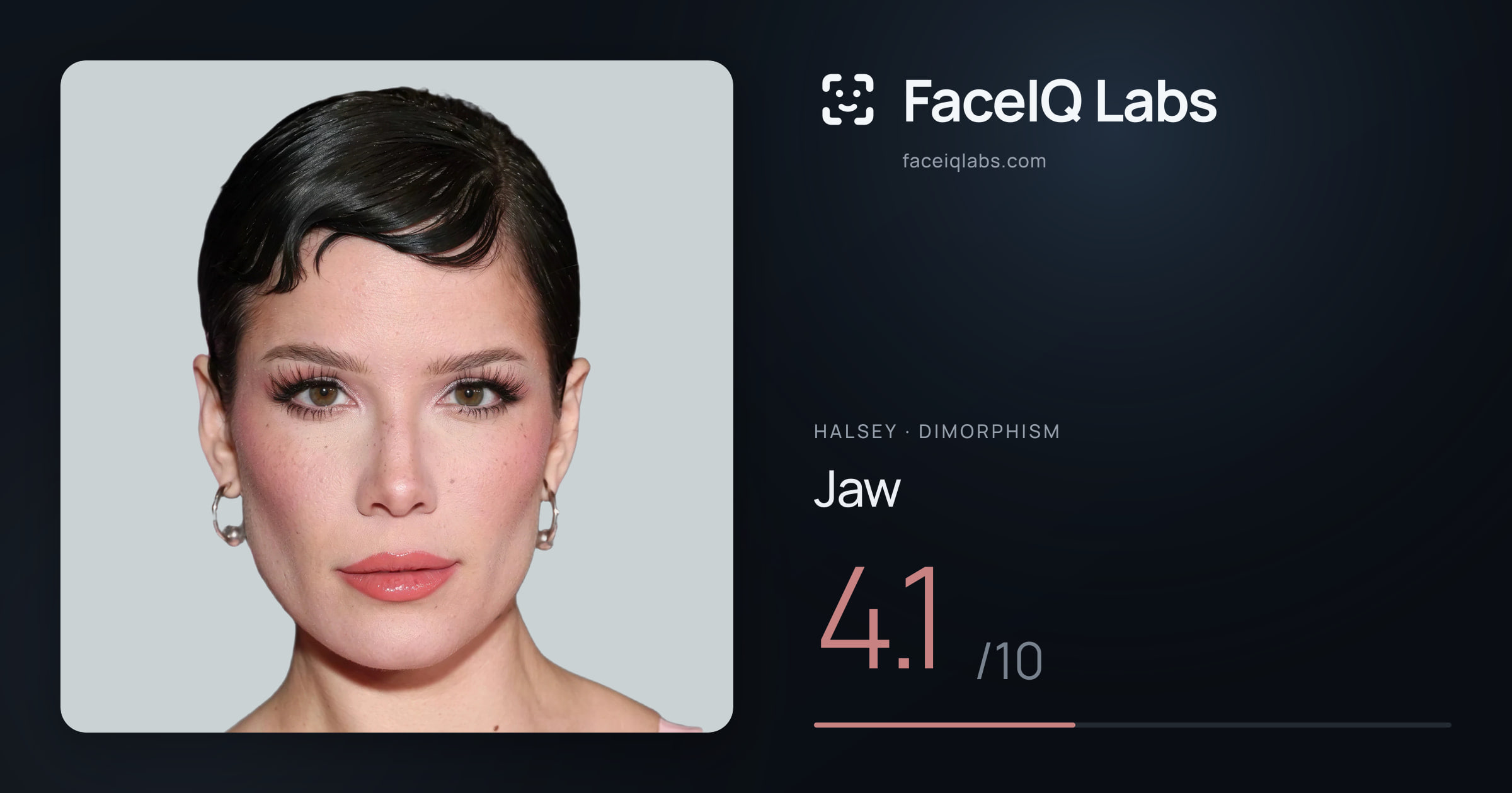 Halsey Jaw: 4.1/10, drawn on the photo