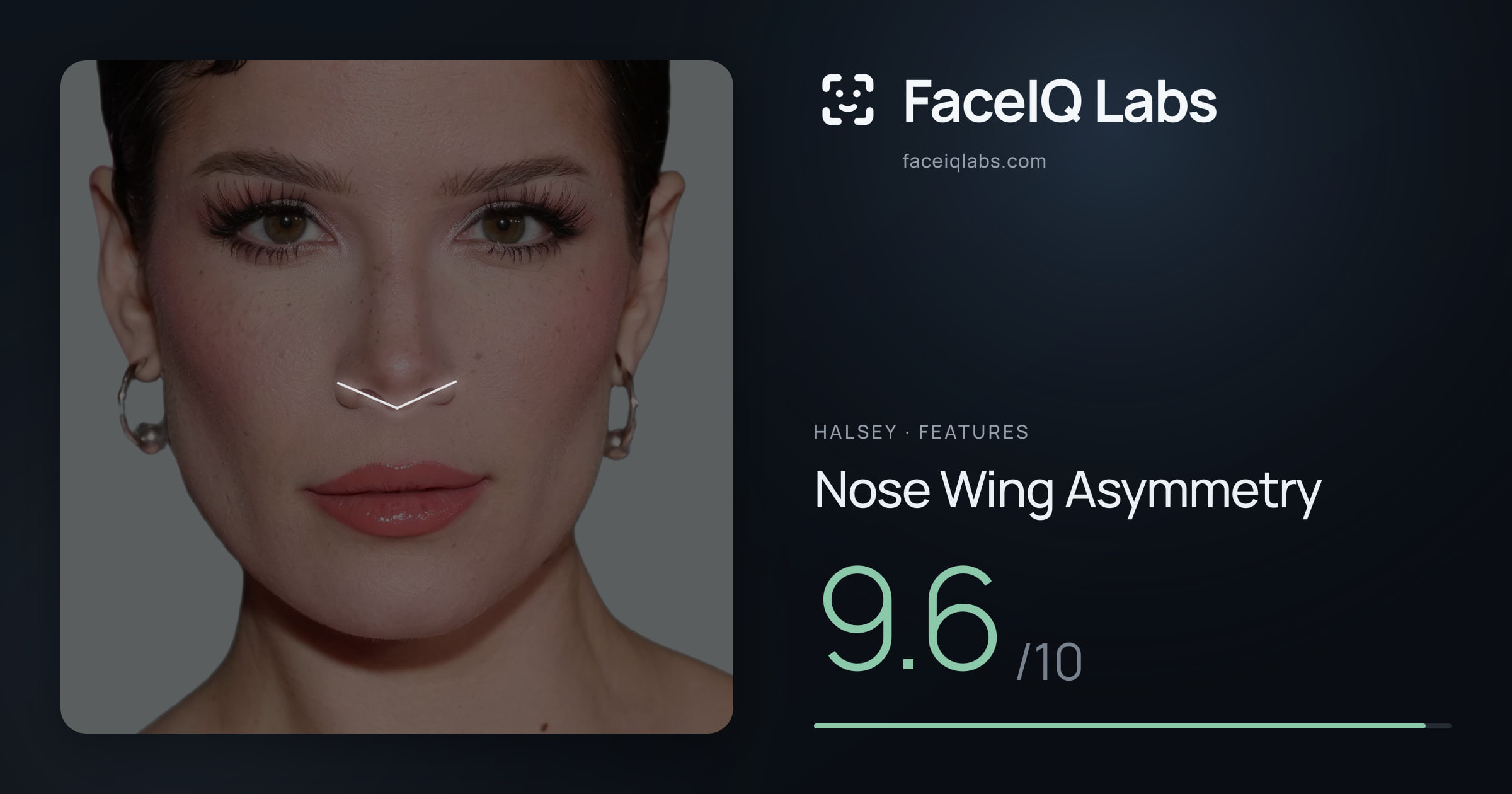 Halsey Nose Wing Asymmetry: 9.6/10, drawn on the photo
