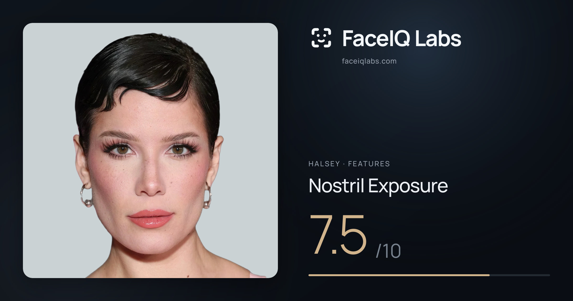 Halsey Nostril Exposure: 7.5/10, drawn on the photo