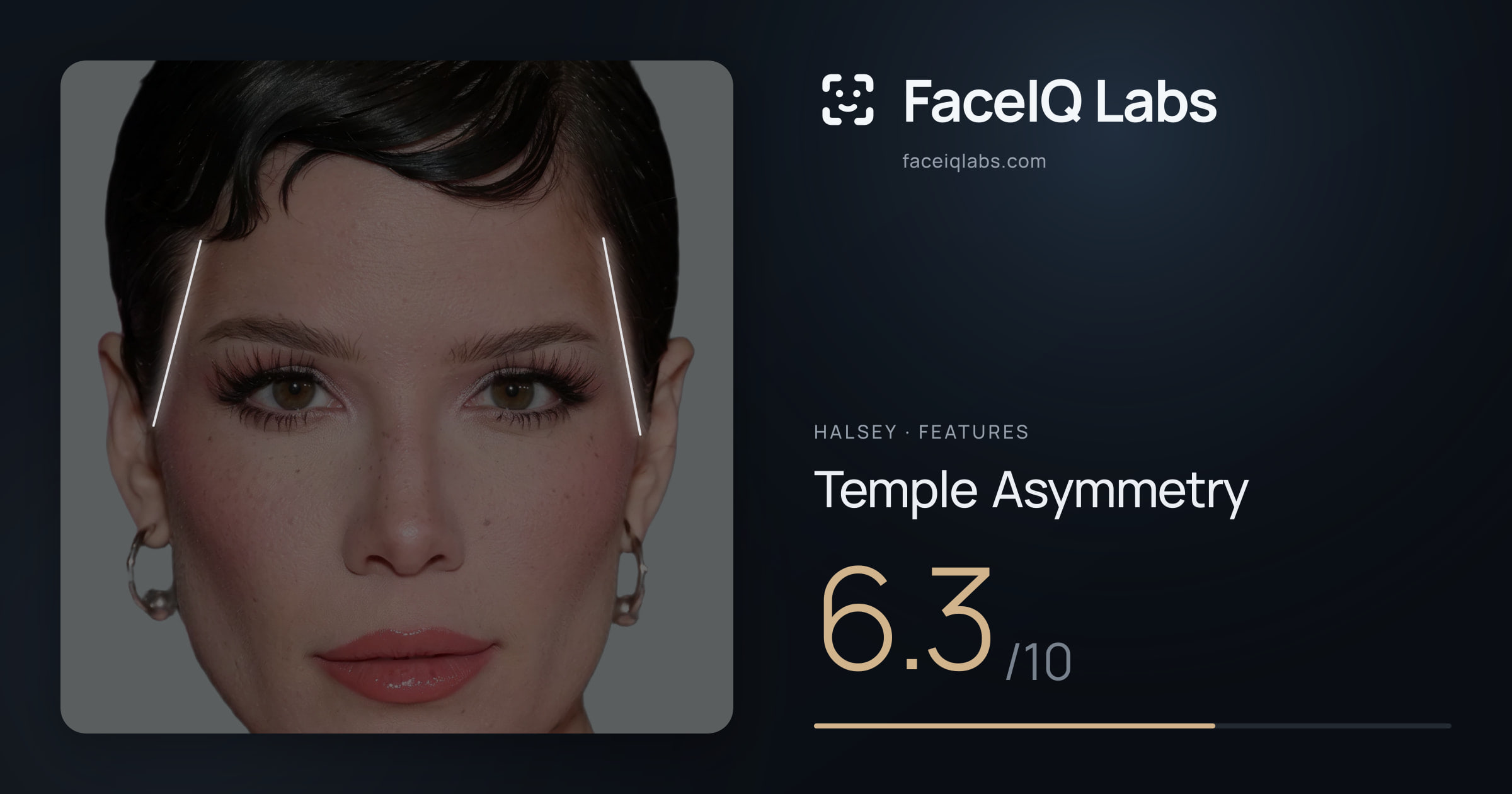 Halsey Temple Asymmetry: 6.3/10, drawn on the photo