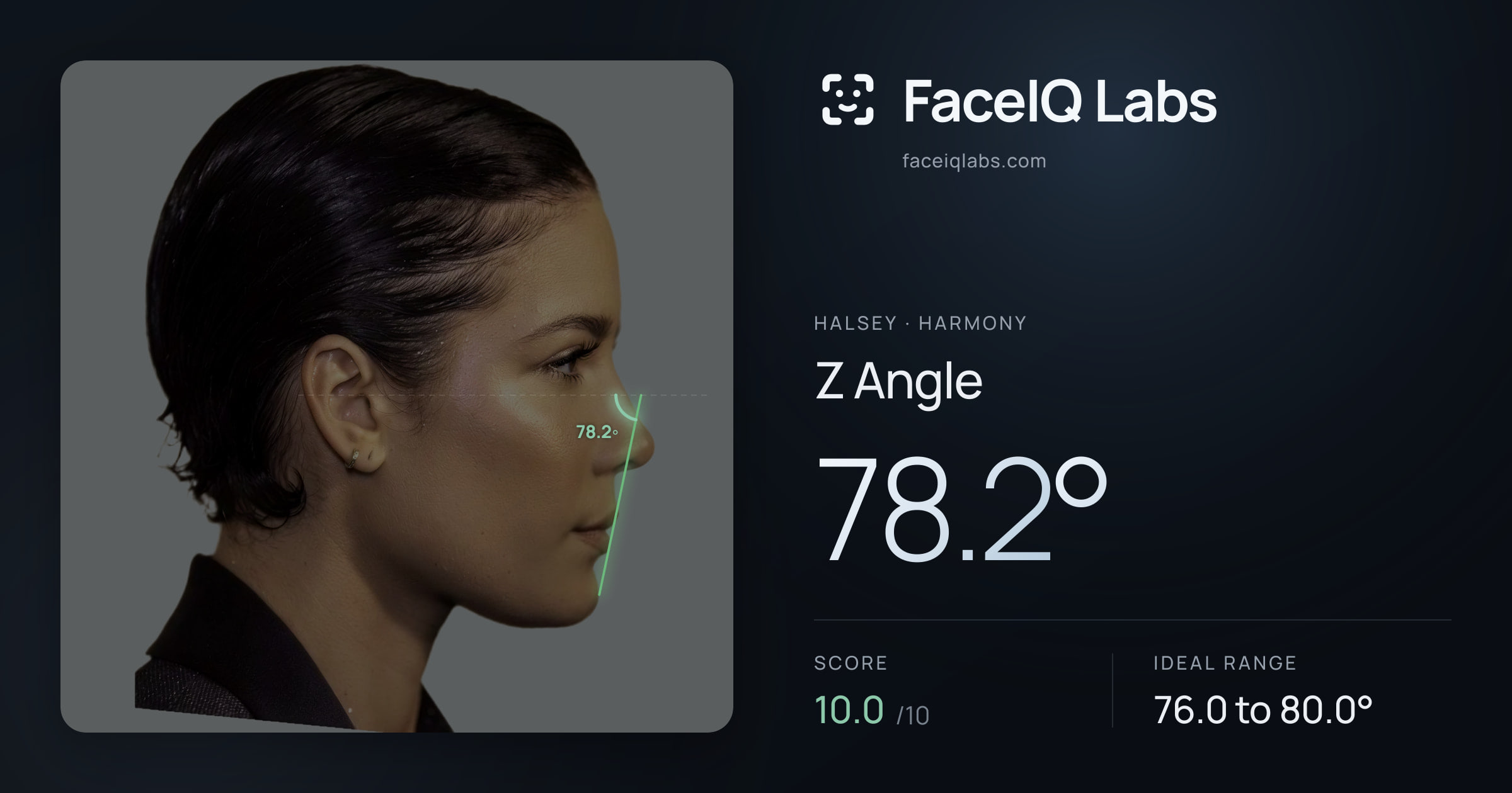 Halsey Z Angle: 78.2°, drawn on the photo