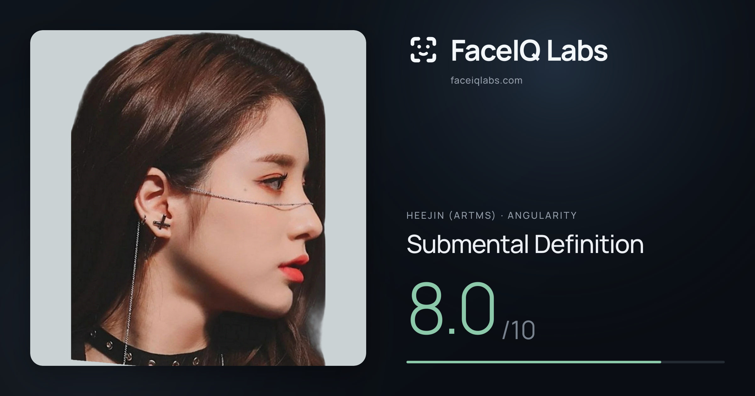 Heejin (ARTMS) Submental Definition: 8.0/10, drawn on the photo