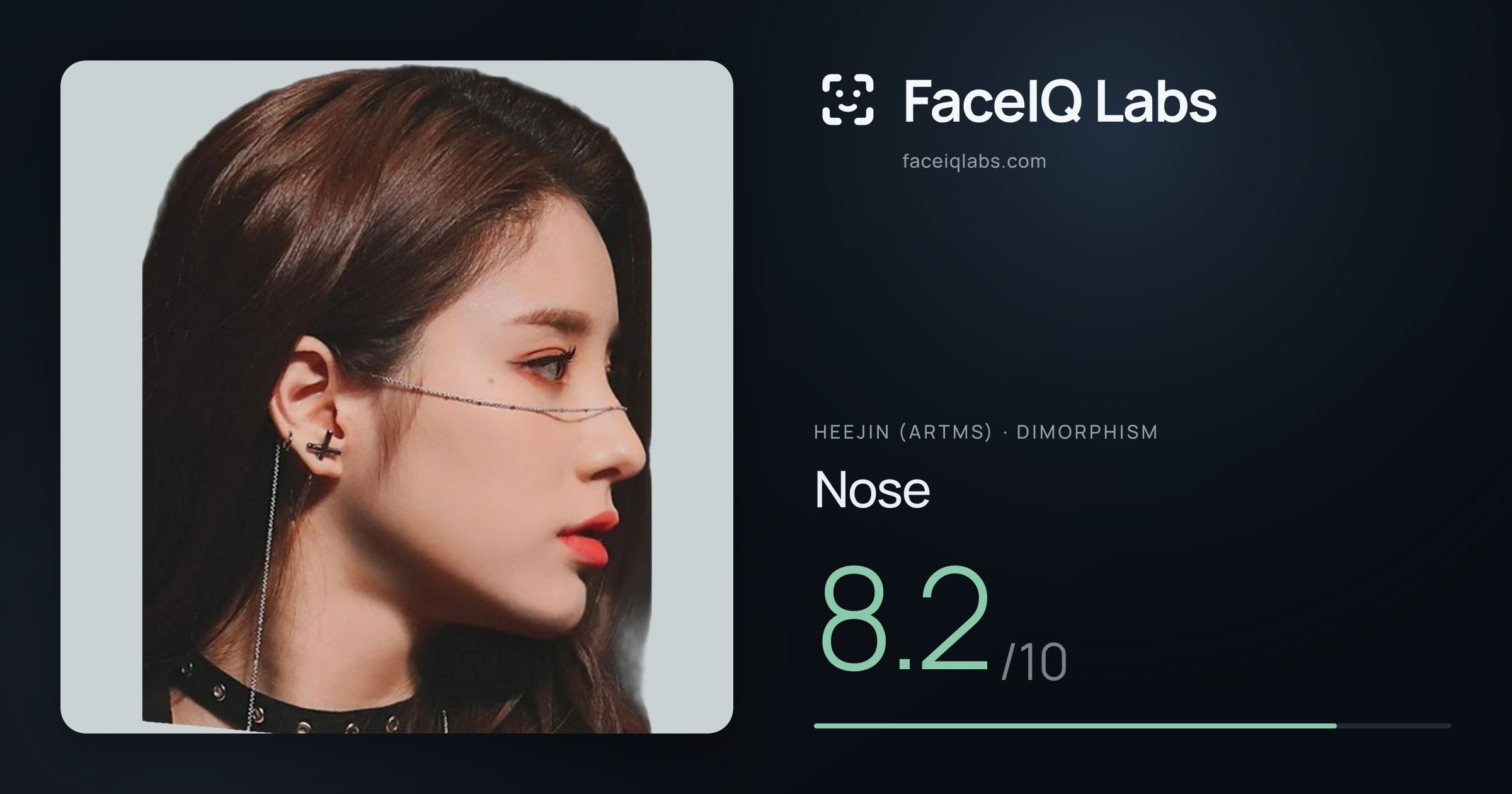 Heejin (ARTMS) Nose: 8.2/10, drawn on the photo
