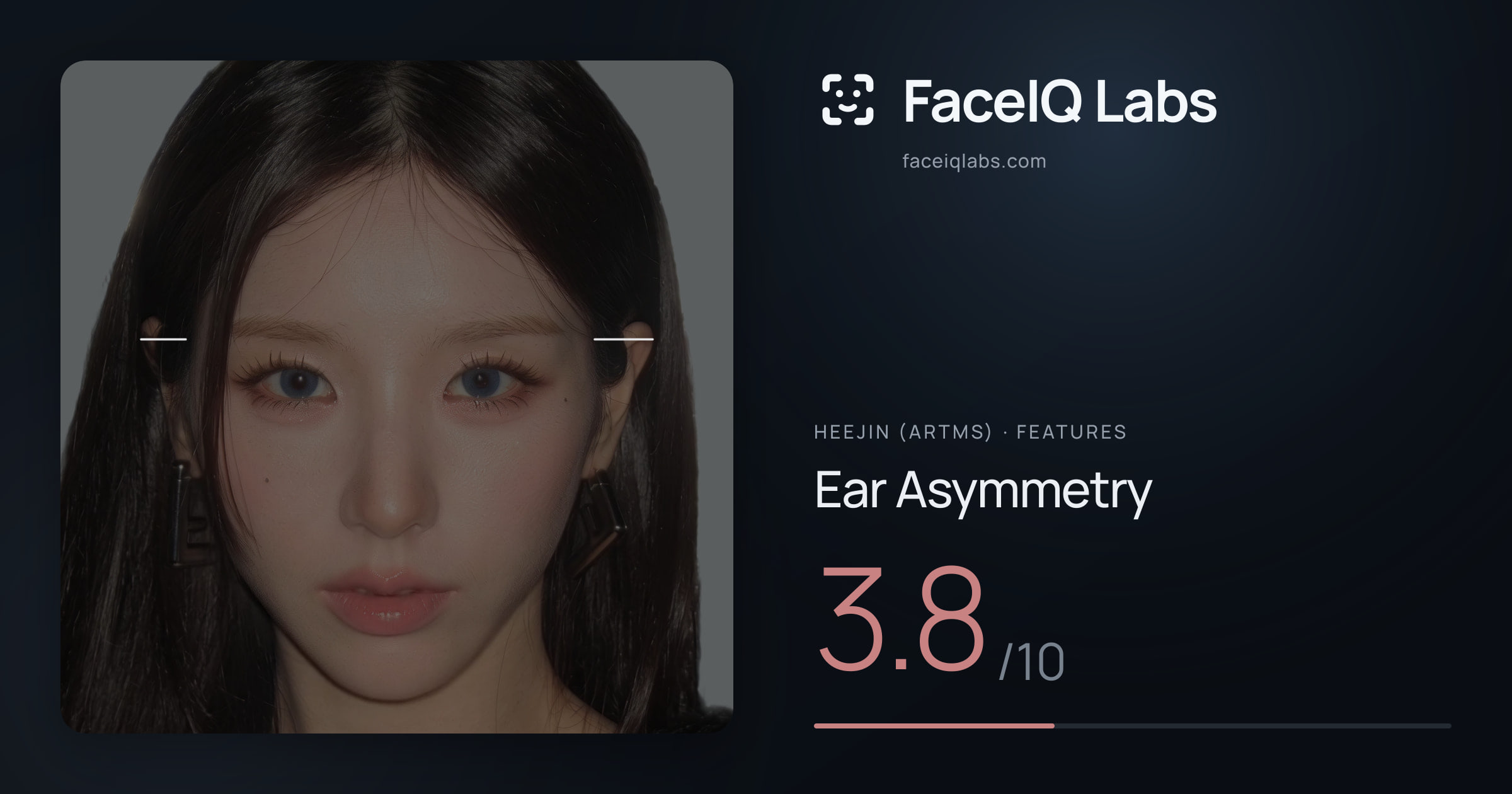Heejin (ARTMS) Ear Asymmetry: 3.8/10, drawn on the photo