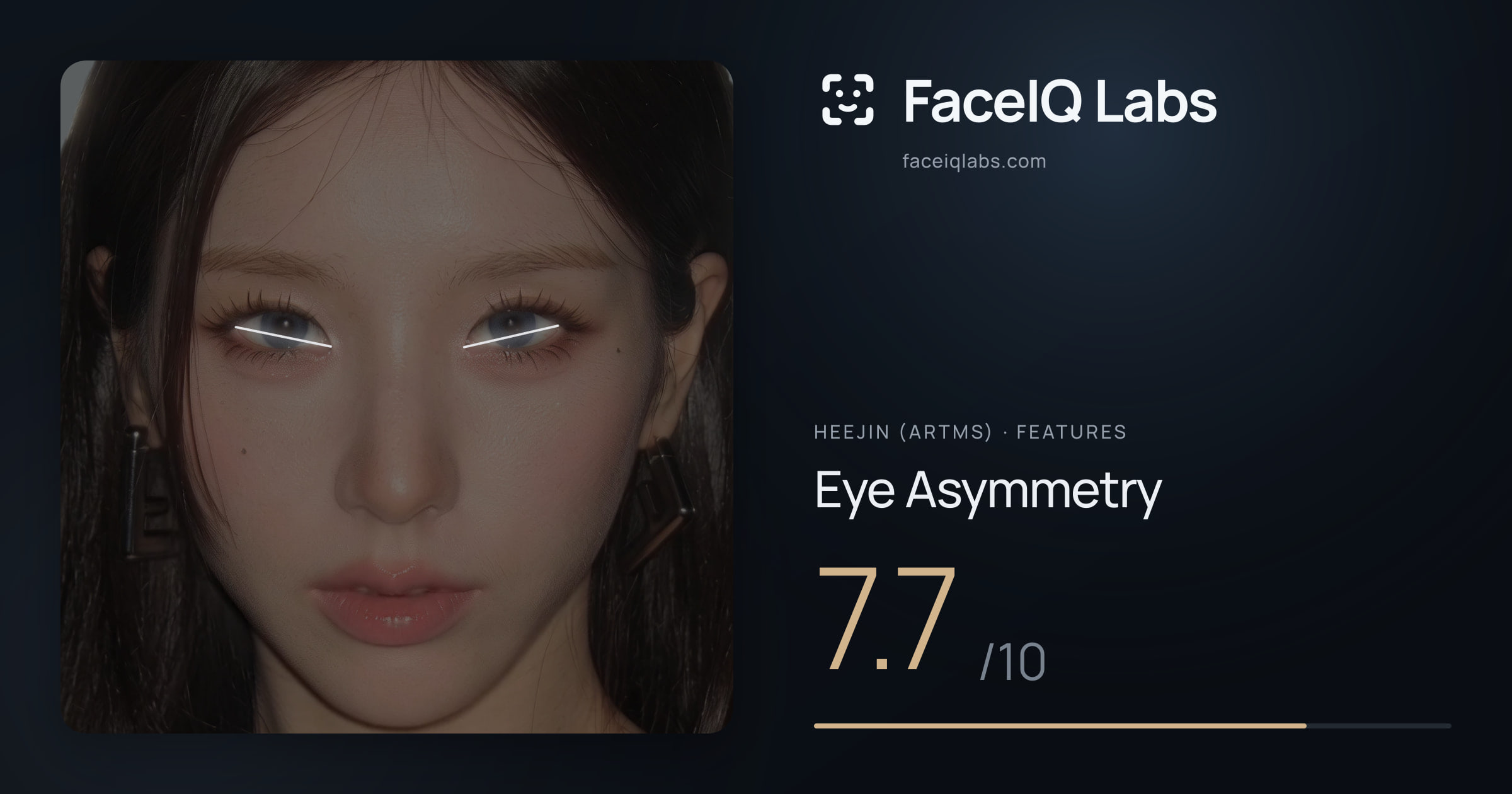 Heejin (ARTMS) Eye Asymmetry: 7.5/10, drawn on the photo