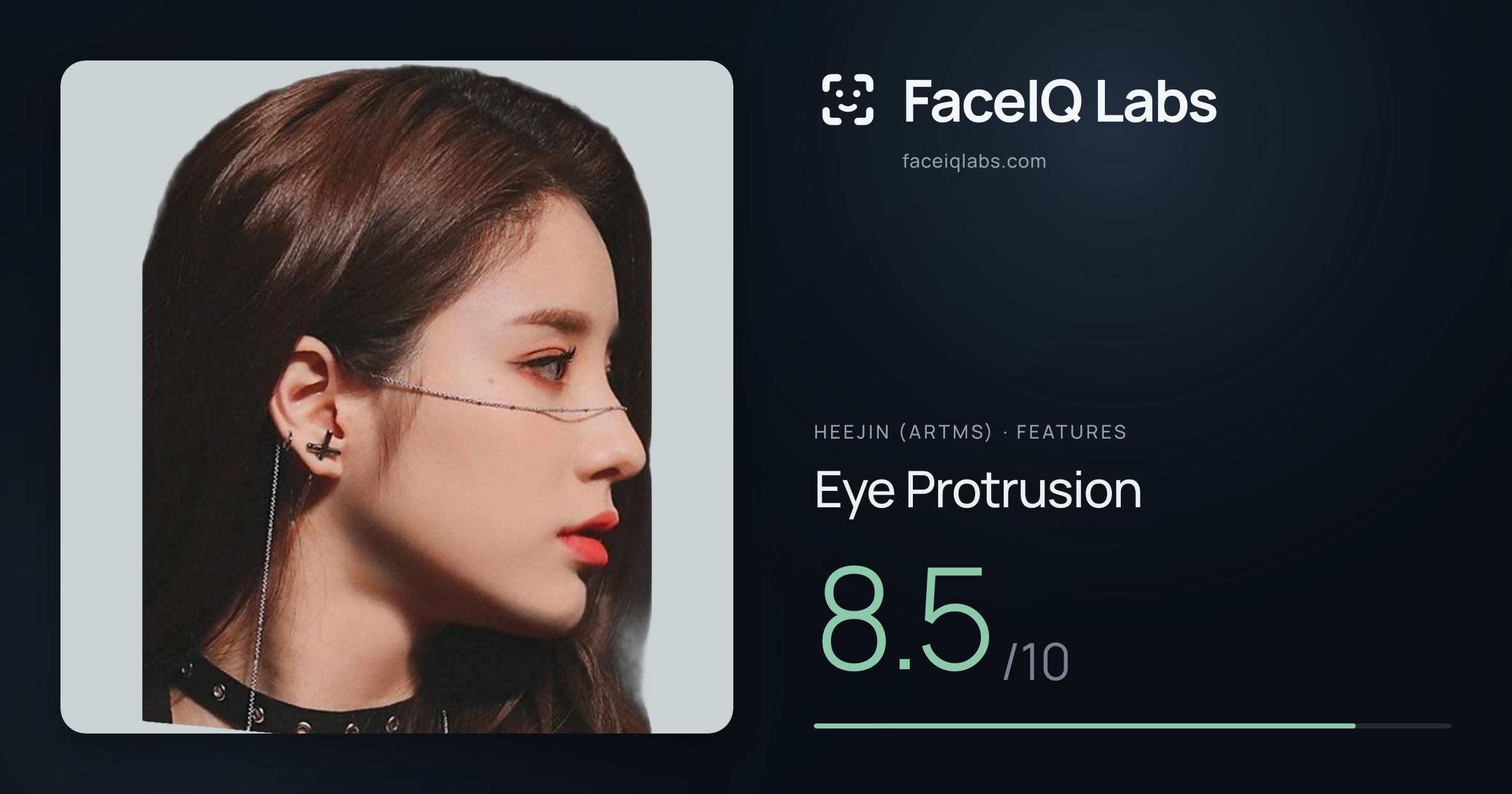 Heejin (ARTMS) Eye Protrusion: 8.5/10, drawn on the photo