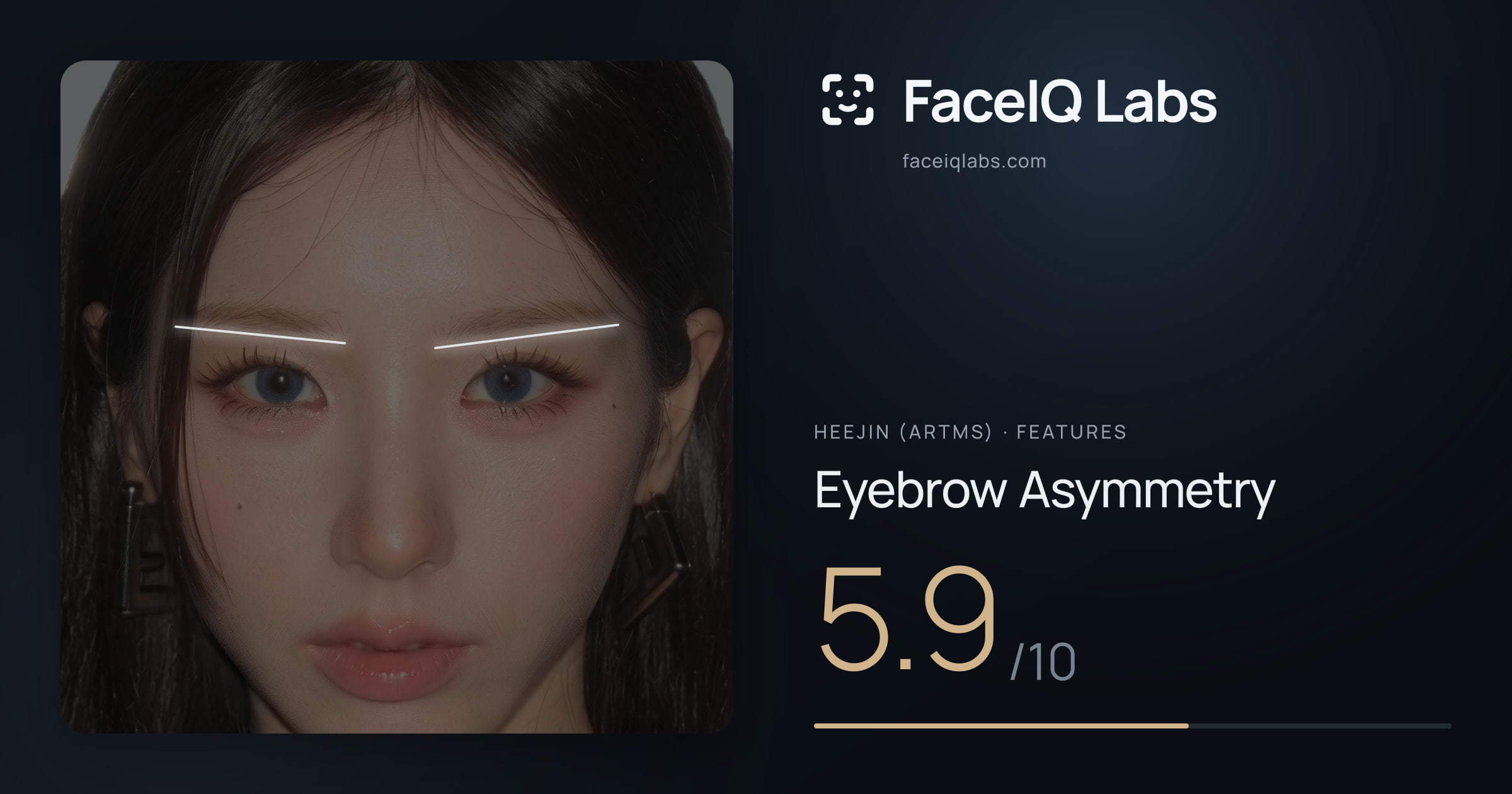 Heejin (ARTMS) Eyebrow Asymmetry: 7.5/10, drawn on the photo
