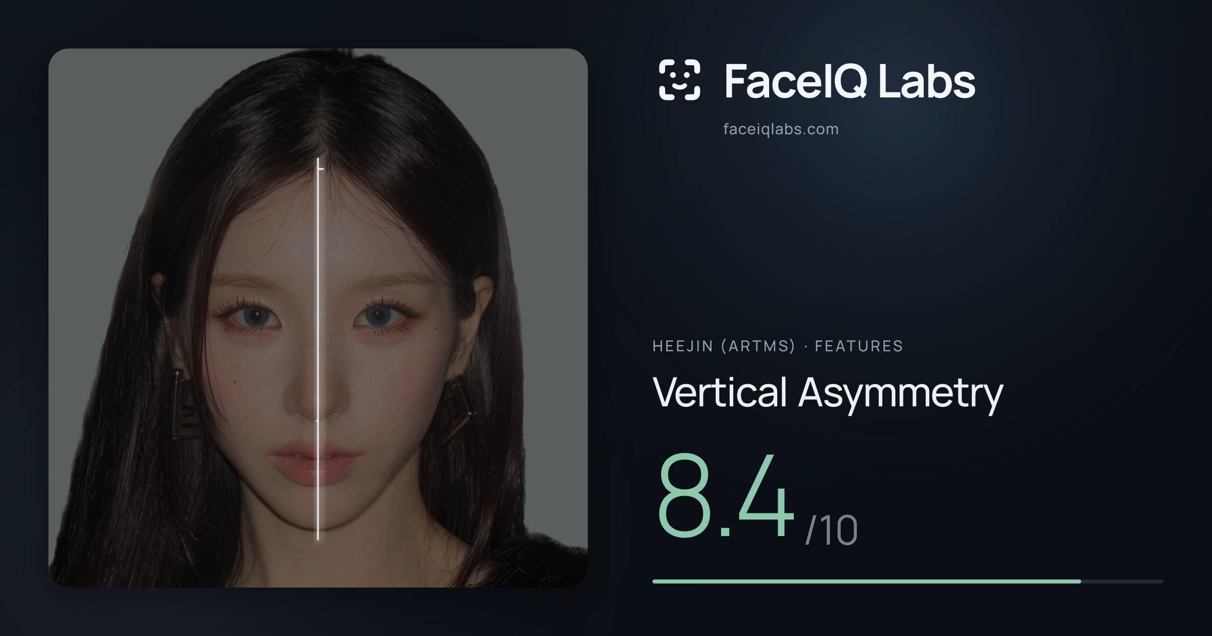 Heejin (ARTMS) Vertical Asymmetry: 8.4/10, drawn on the photo