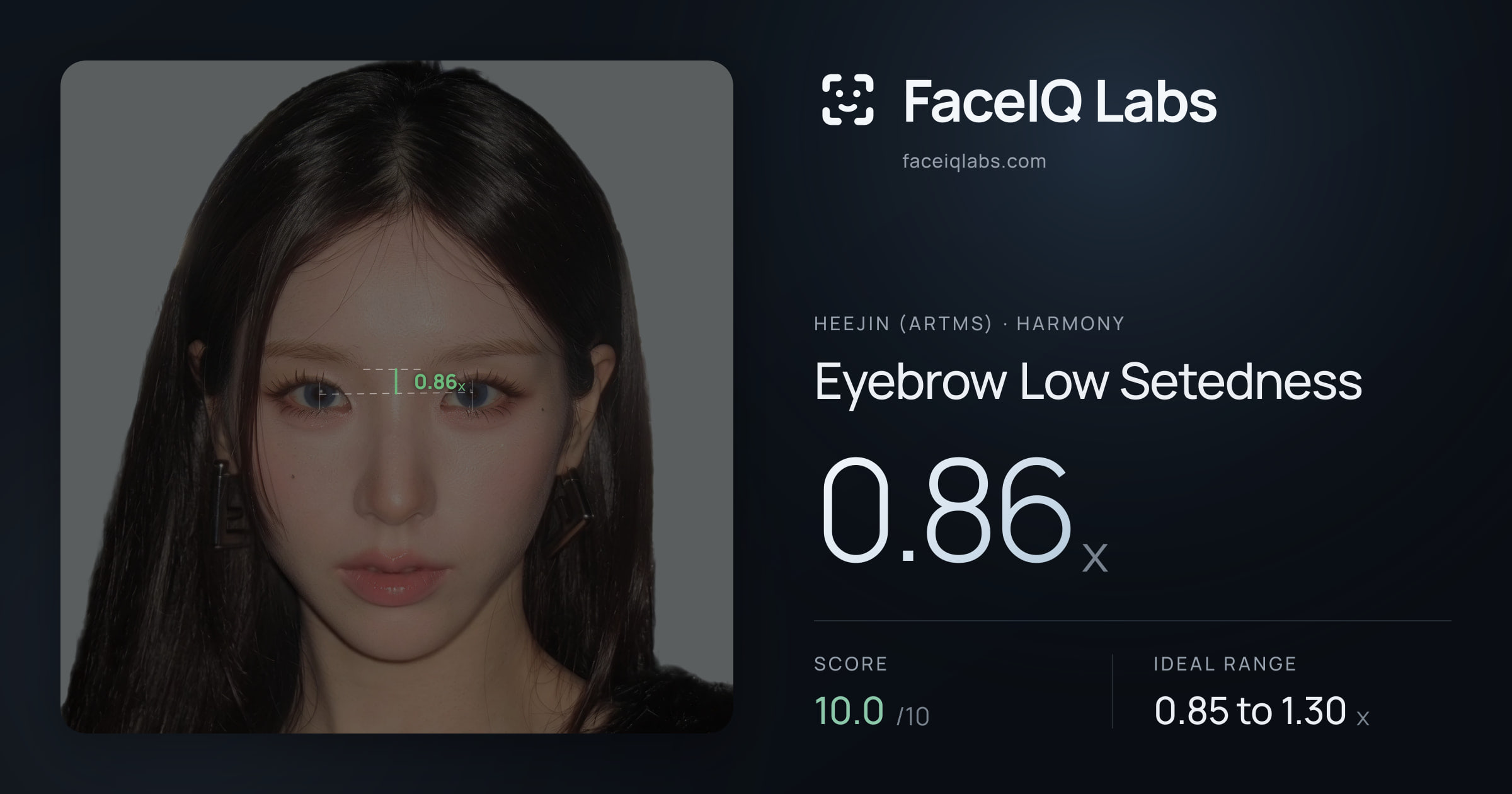 Heejin (ARTMS) Eyebrow Low Setedness: 0.86x, drawn on the photo