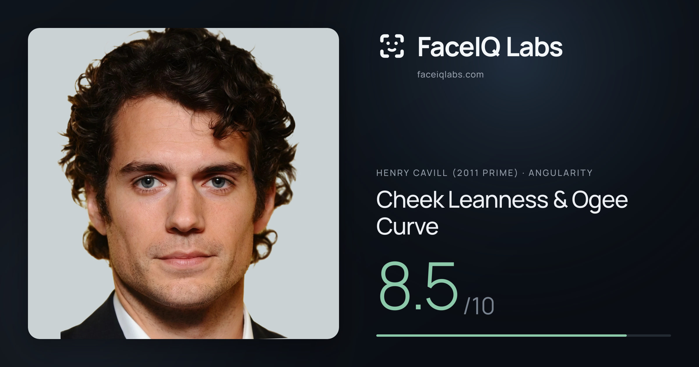 Henry Cavill (2011 Prime) Cheek Leanness & Ogee Curve: 8.5/10, drawn on the photo