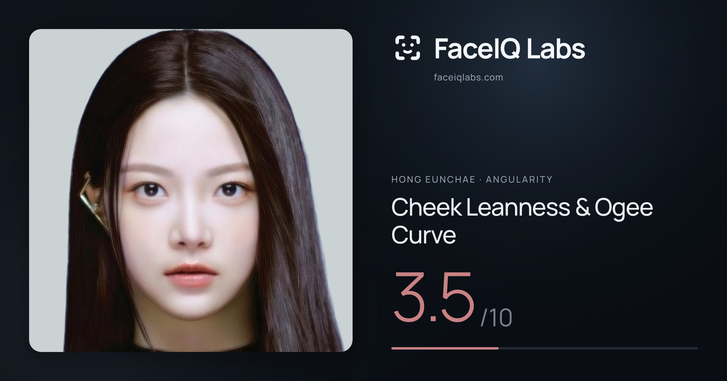 Hong Eunchae Cheek Leanness & Ogee Curve: 3.5/10, drawn on the photo