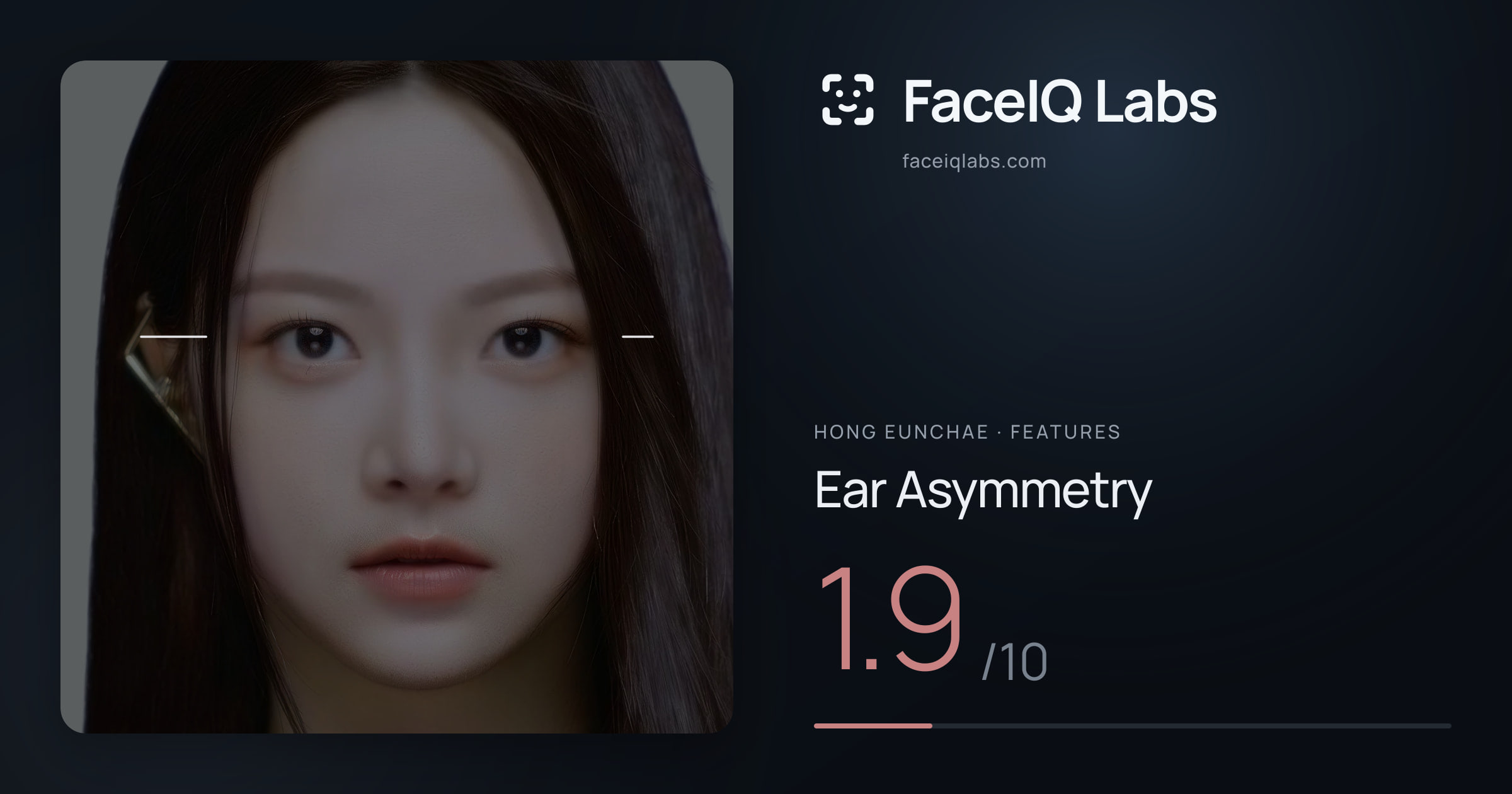 Hong Eunchae Ear Asymmetry: 1.9/10, drawn on the photo