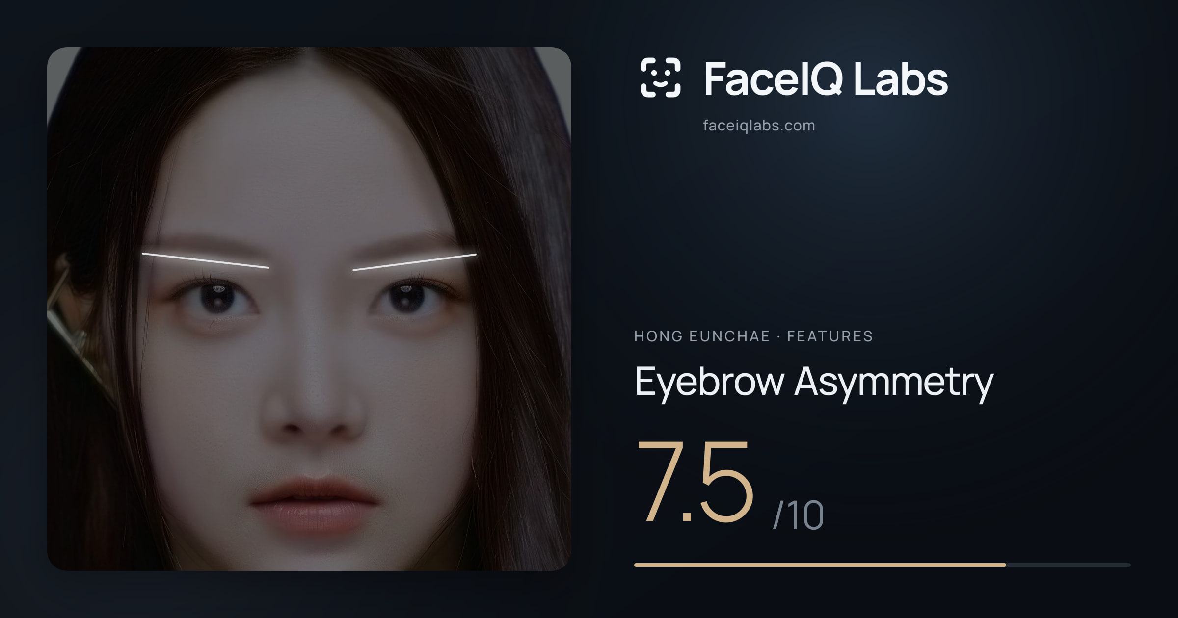 Hong Eunchae Eyebrow Asymmetry: 7.5/10, drawn on the photo