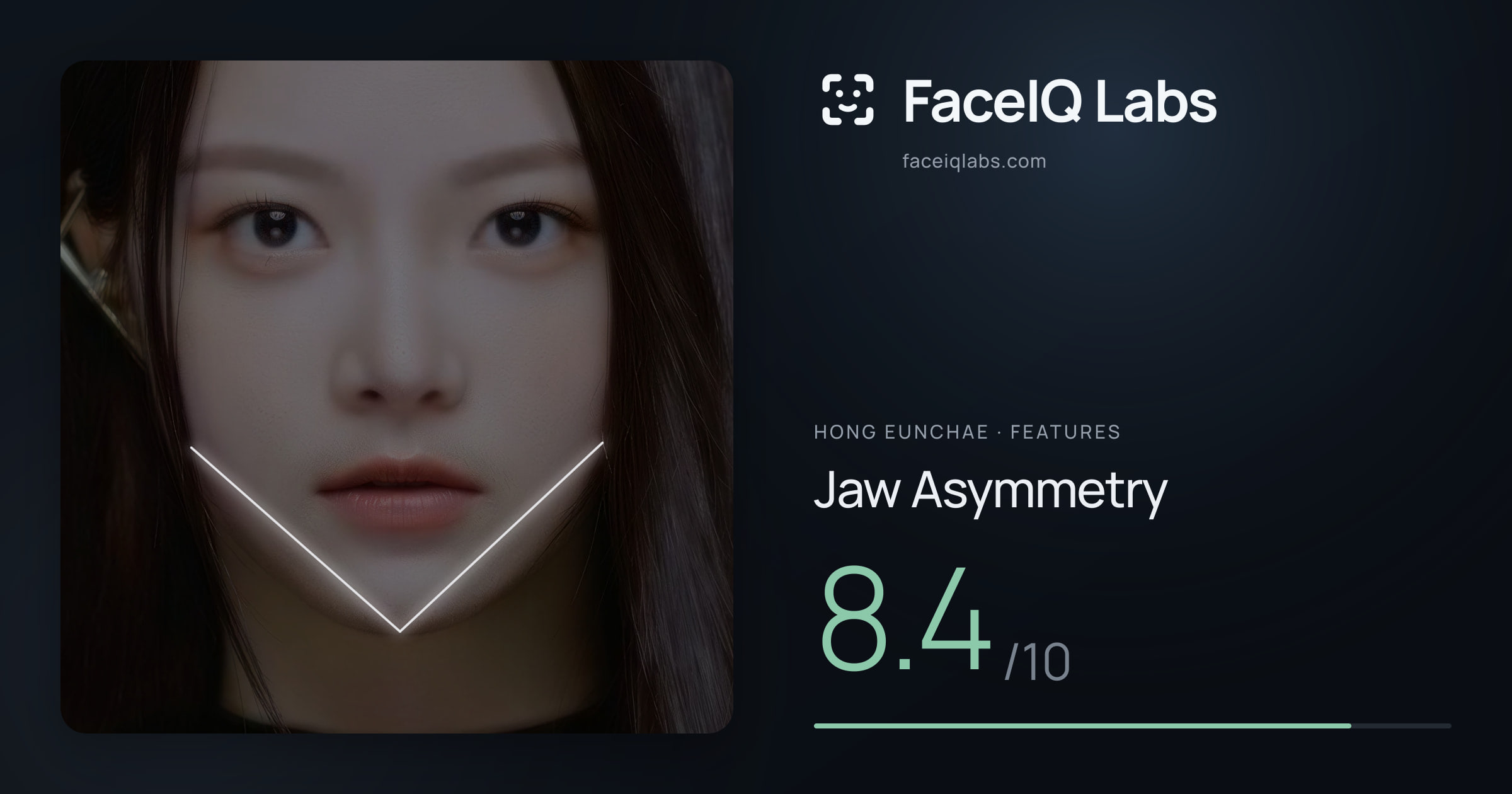 Hong Eunchae Jaw Asymmetry: 8.4/10, drawn on the photo