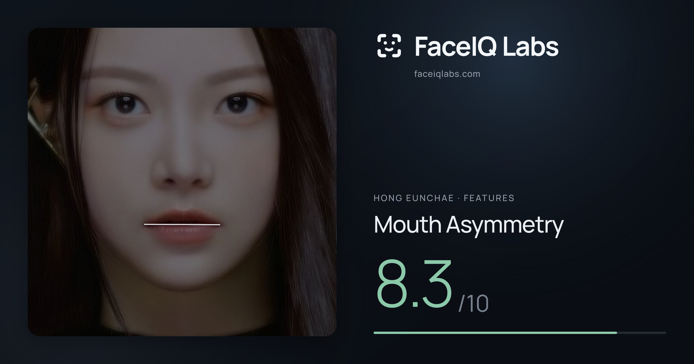 Hong Eunchae Mouth Asymmetry: 8.3/10, drawn on the photo