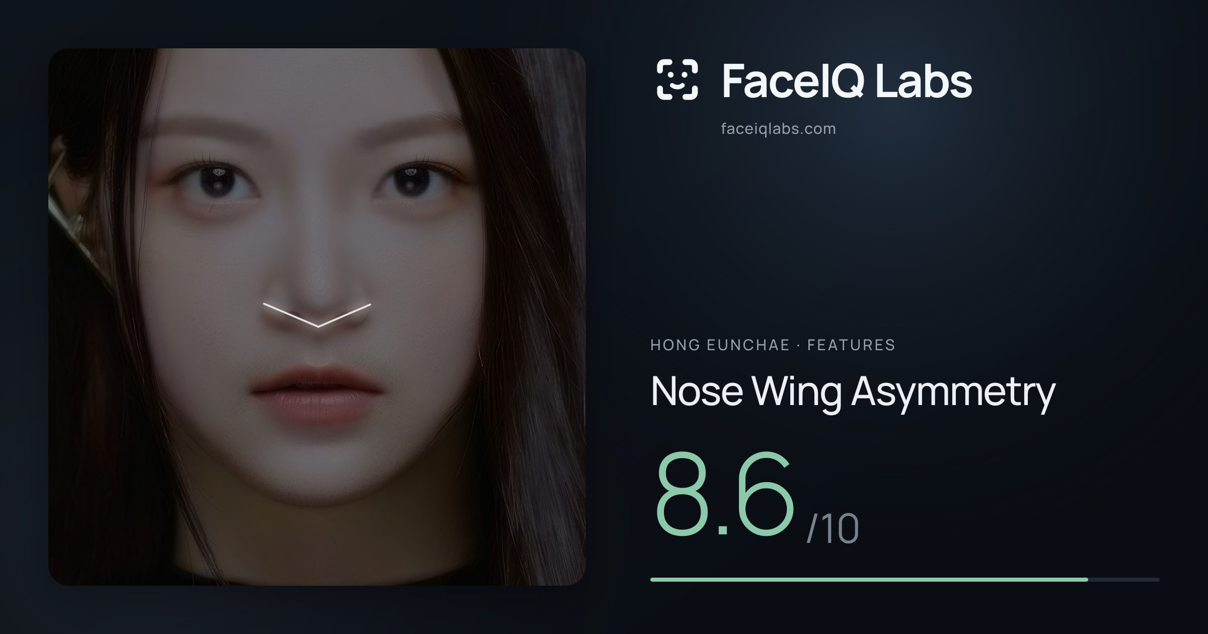 Hong Eunchae Nose Wing Asymmetry: 8.6/10, drawn on the photo