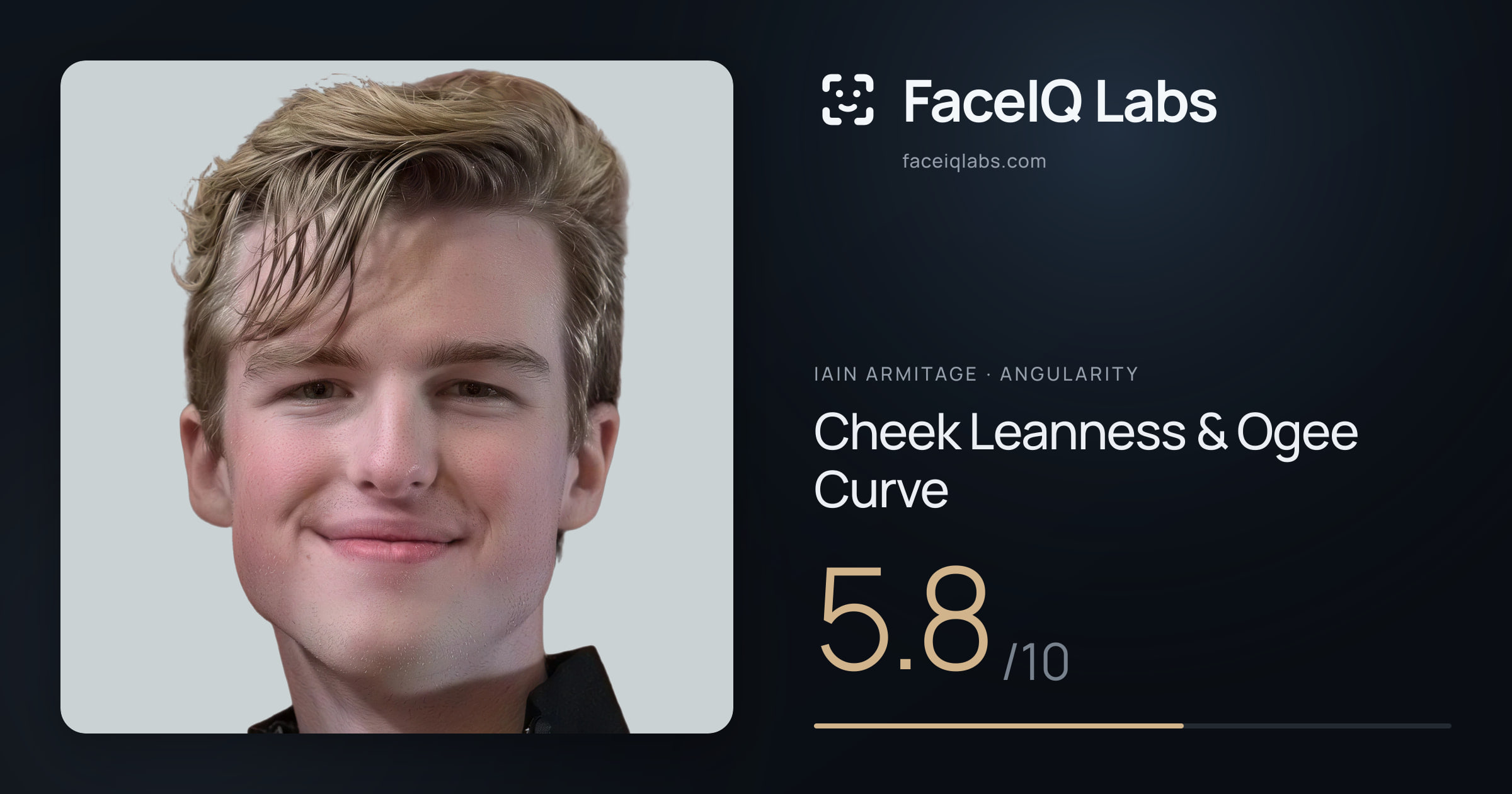 Iain Armitage Cheek Leanness & Ogee Curve: 5.8/10, drawn on the photo