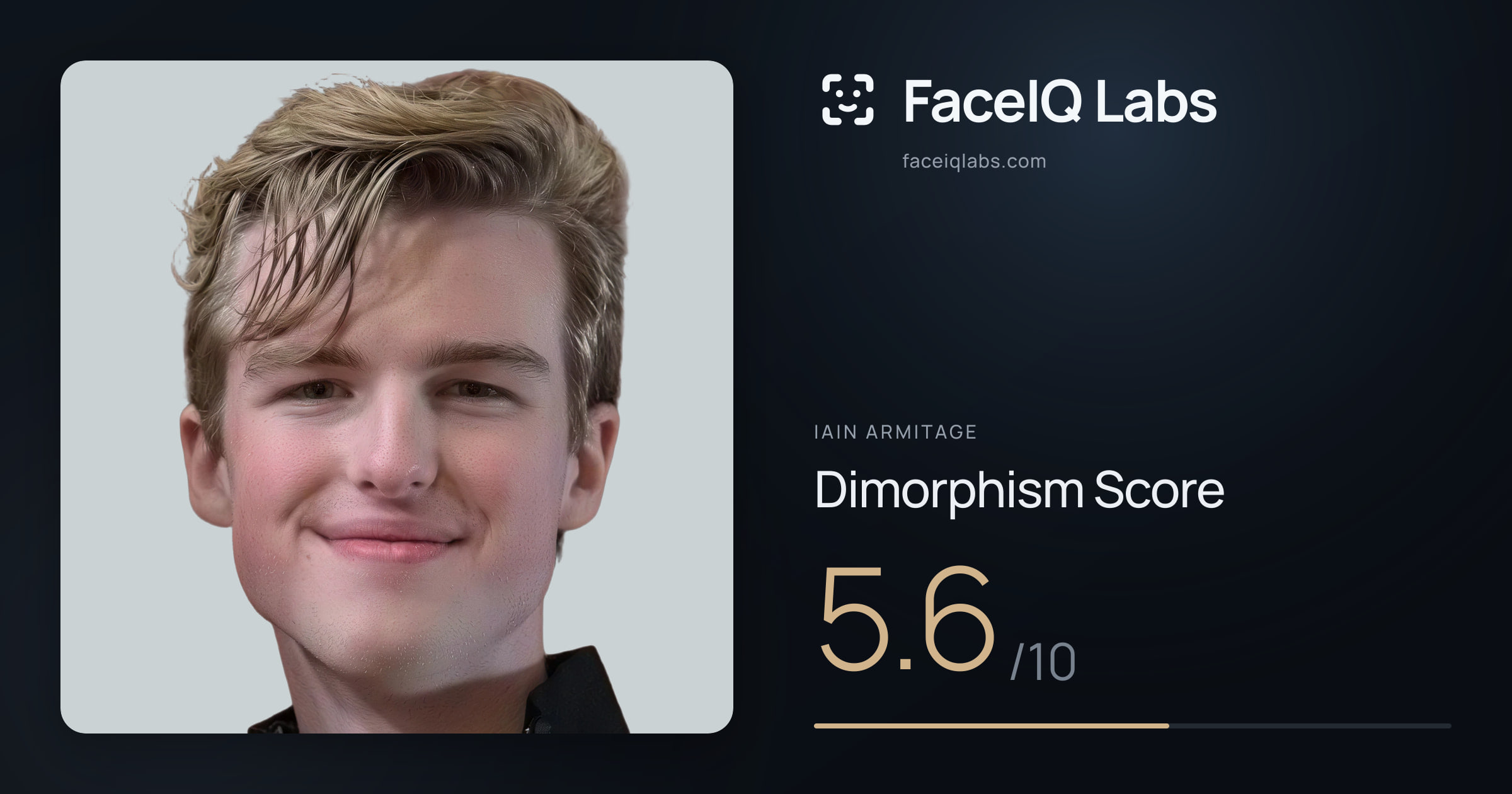 Iain Armitage Dimorphism: 5.6/10, with each assessment drawn on the photo