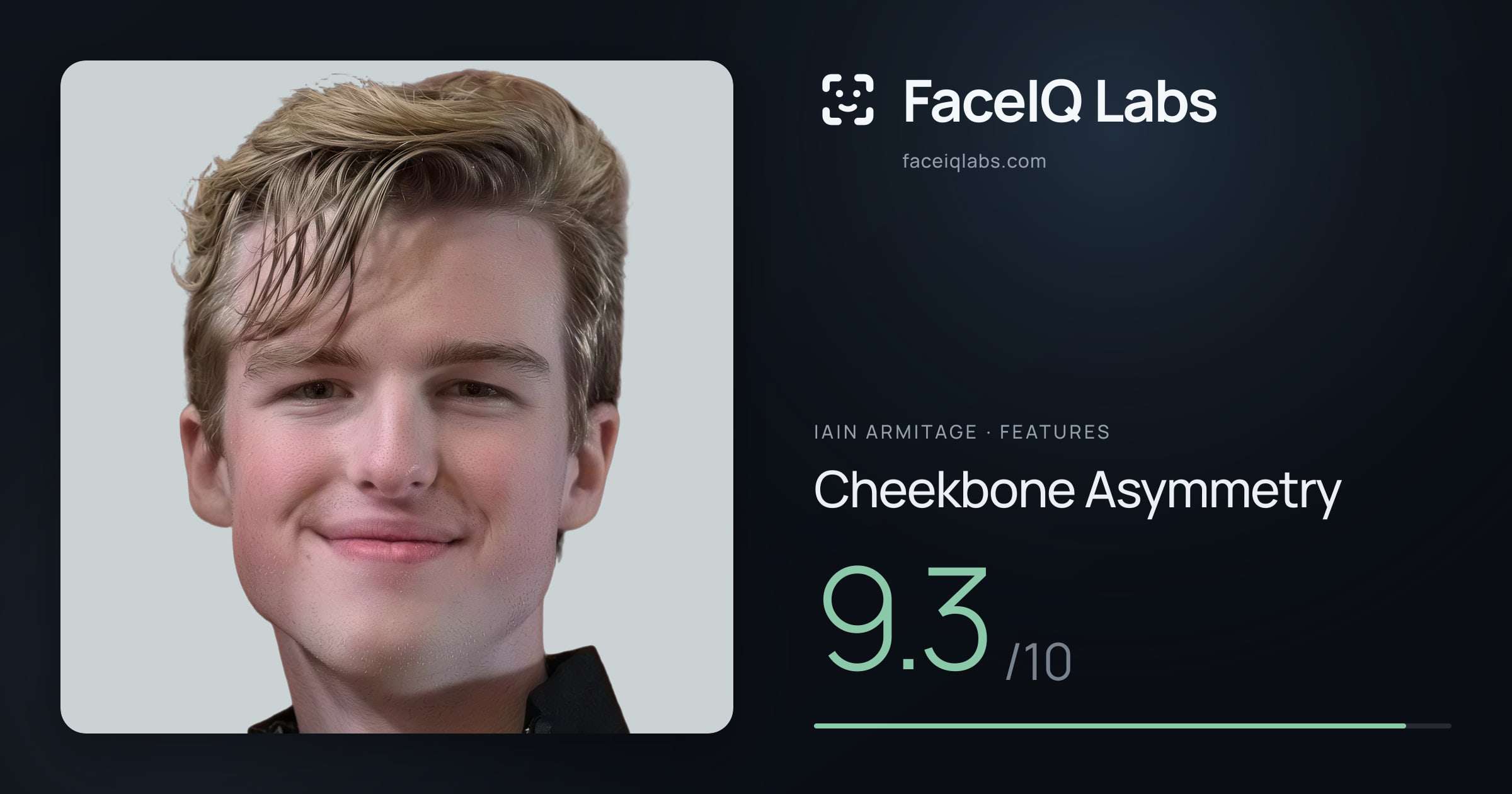 Iain Armitage Cheekbone Asymmetry: 9.3/10, drawn on the photo