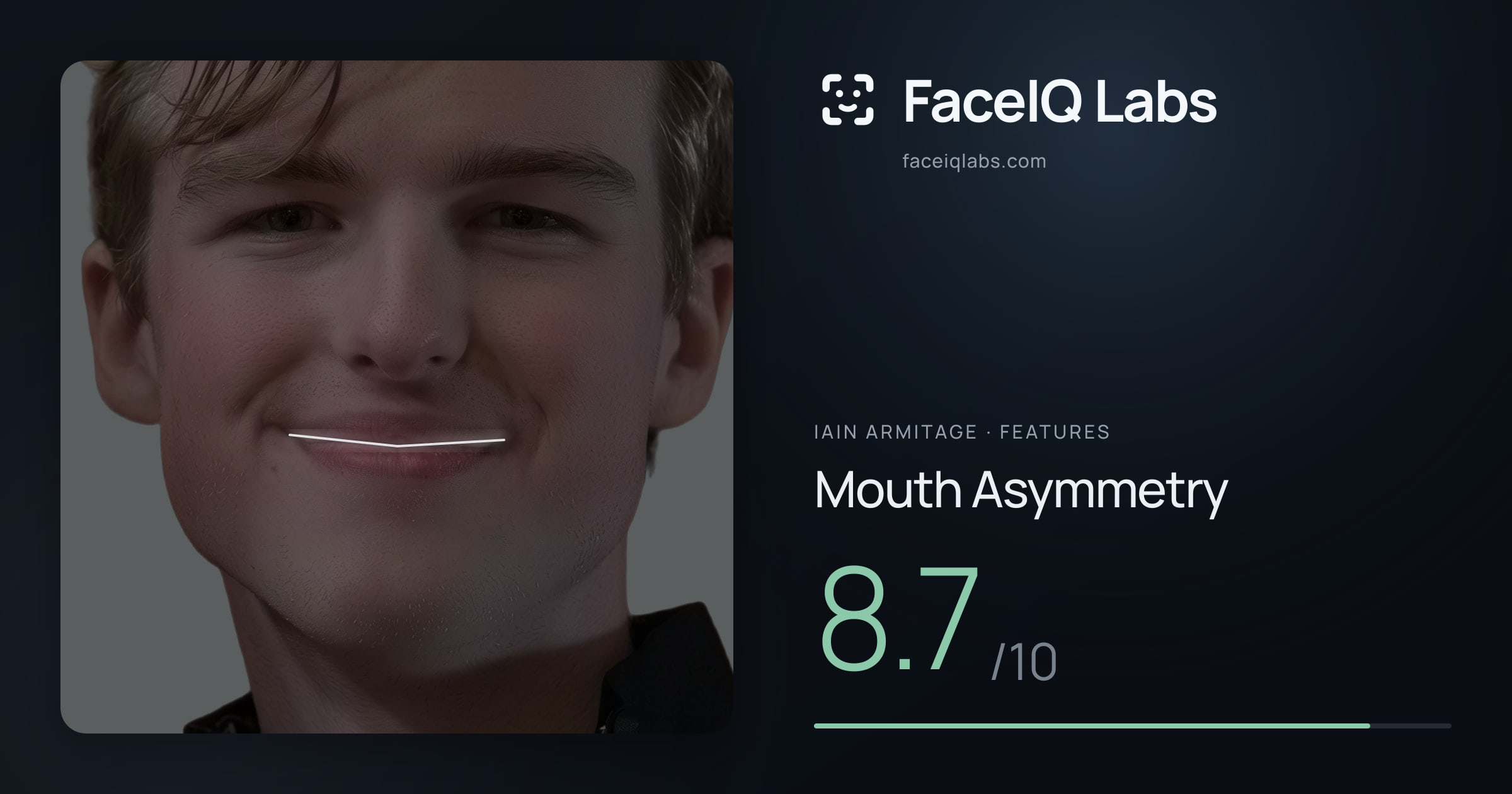 Iain Armitage Mouth Asymmetry: 8.7/10, drawn on the photo