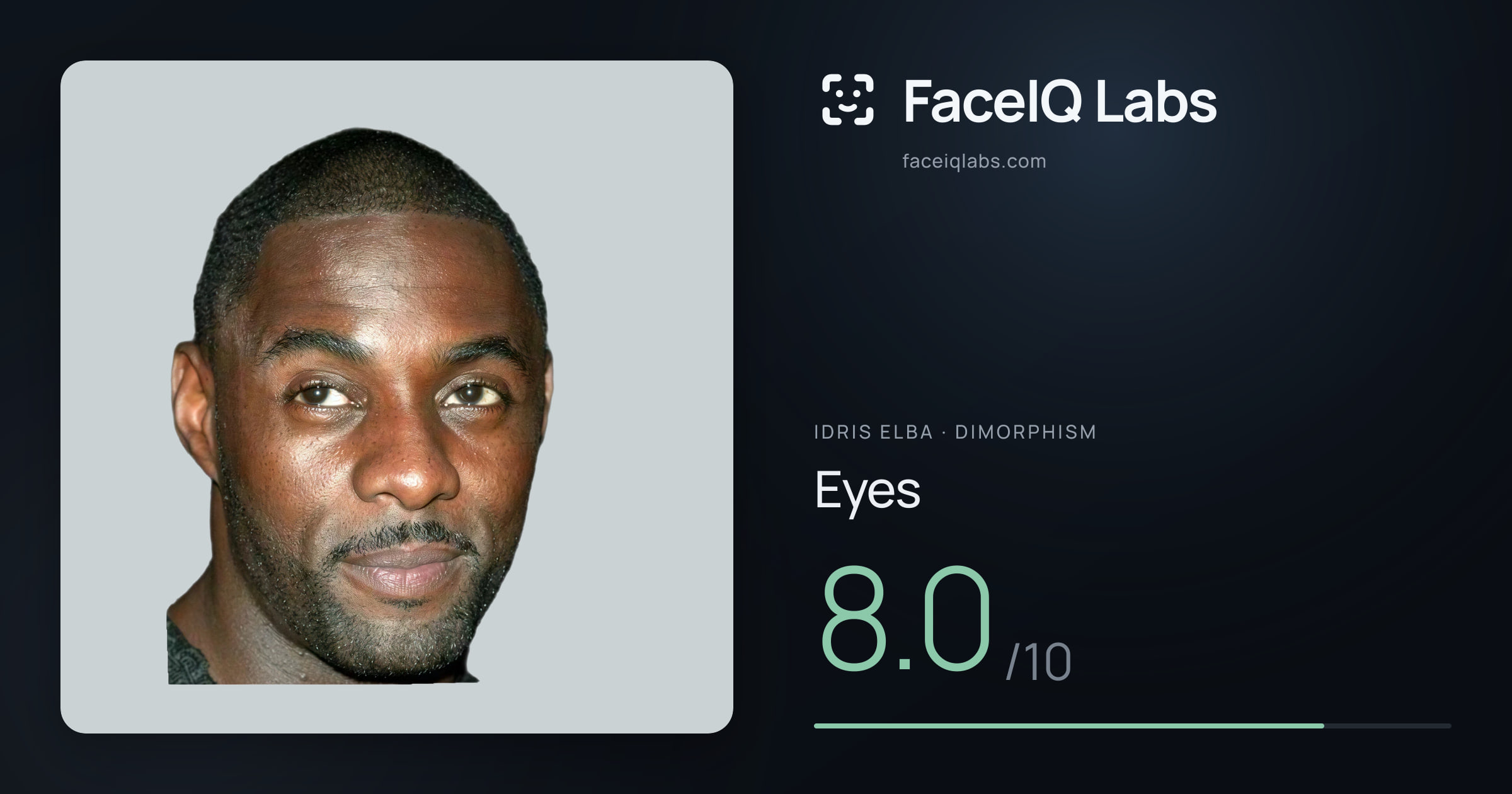 Idris Elba Eyes: 8.0/10, drawn on the photo