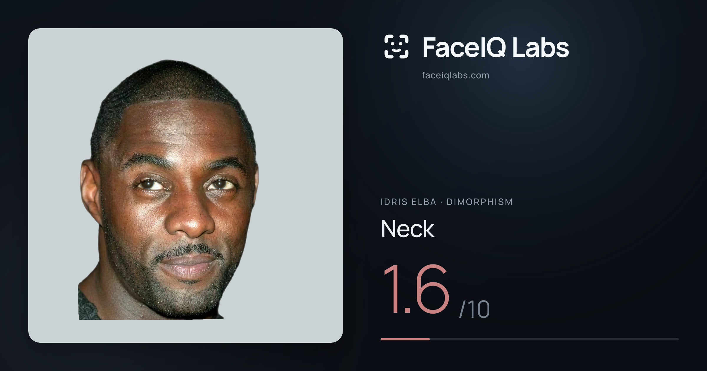 Idris Elba Neck: 1.6/10, drawn on the photo