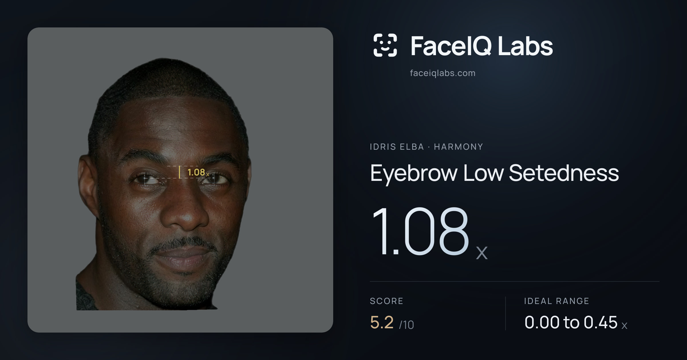 Idris Elba Eyebrow Low Setedness: 1.08x, drawn on the photo