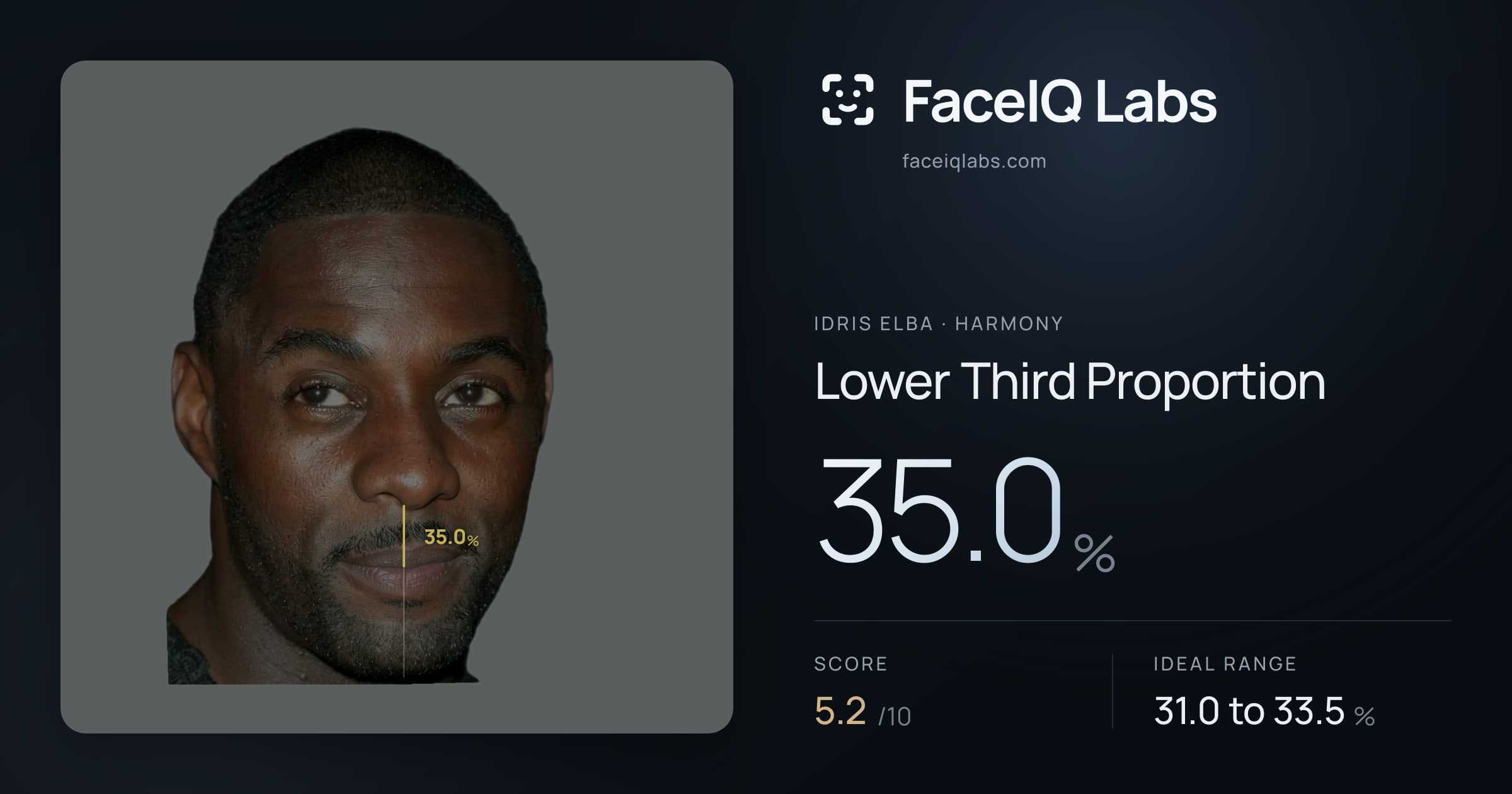 Idris Elba Lower Third Proportion: 35.0%, drawn on the photo
