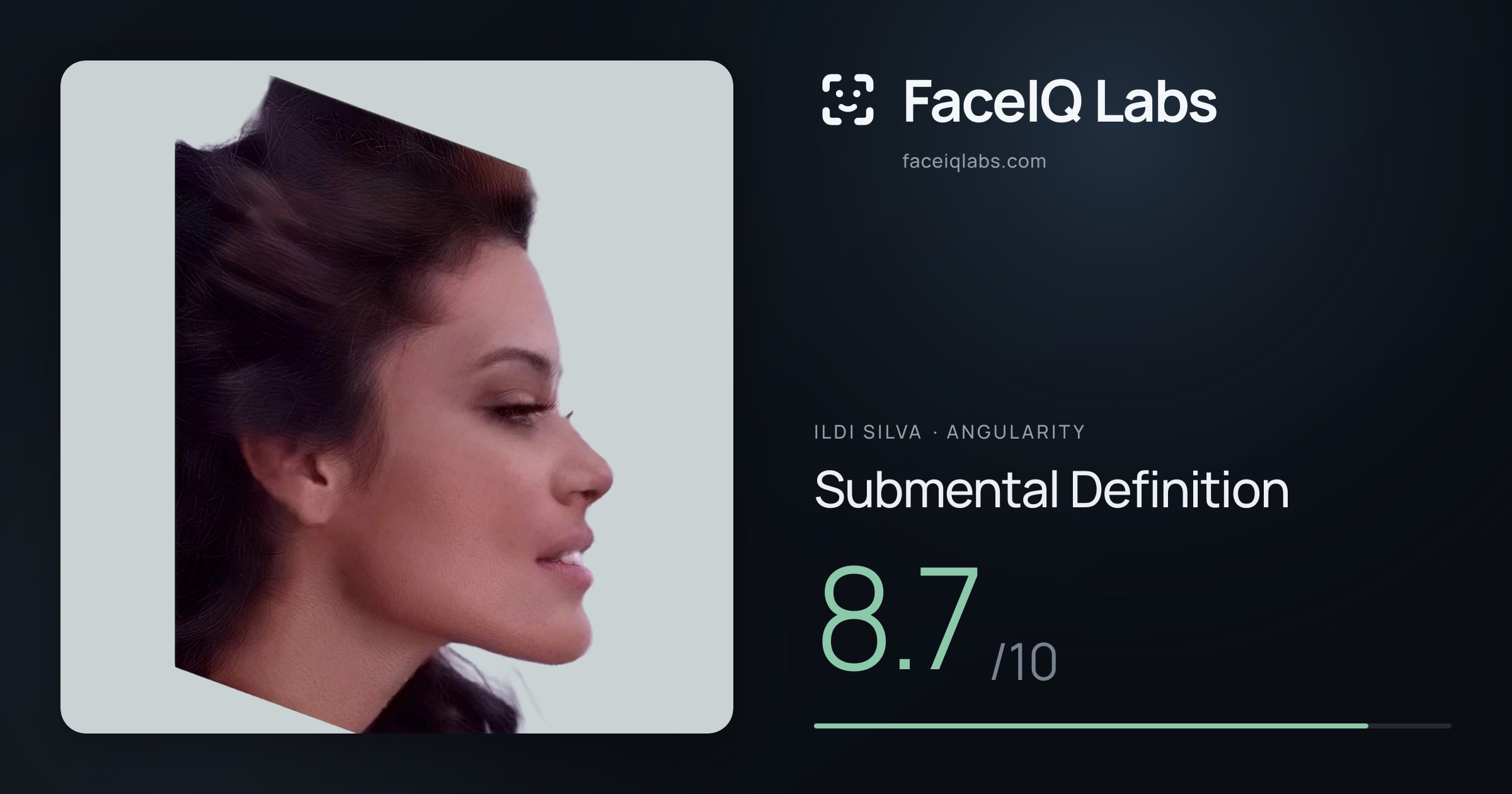 Ildi Silva Submental Definition: 8.7/10, drawn on the photo