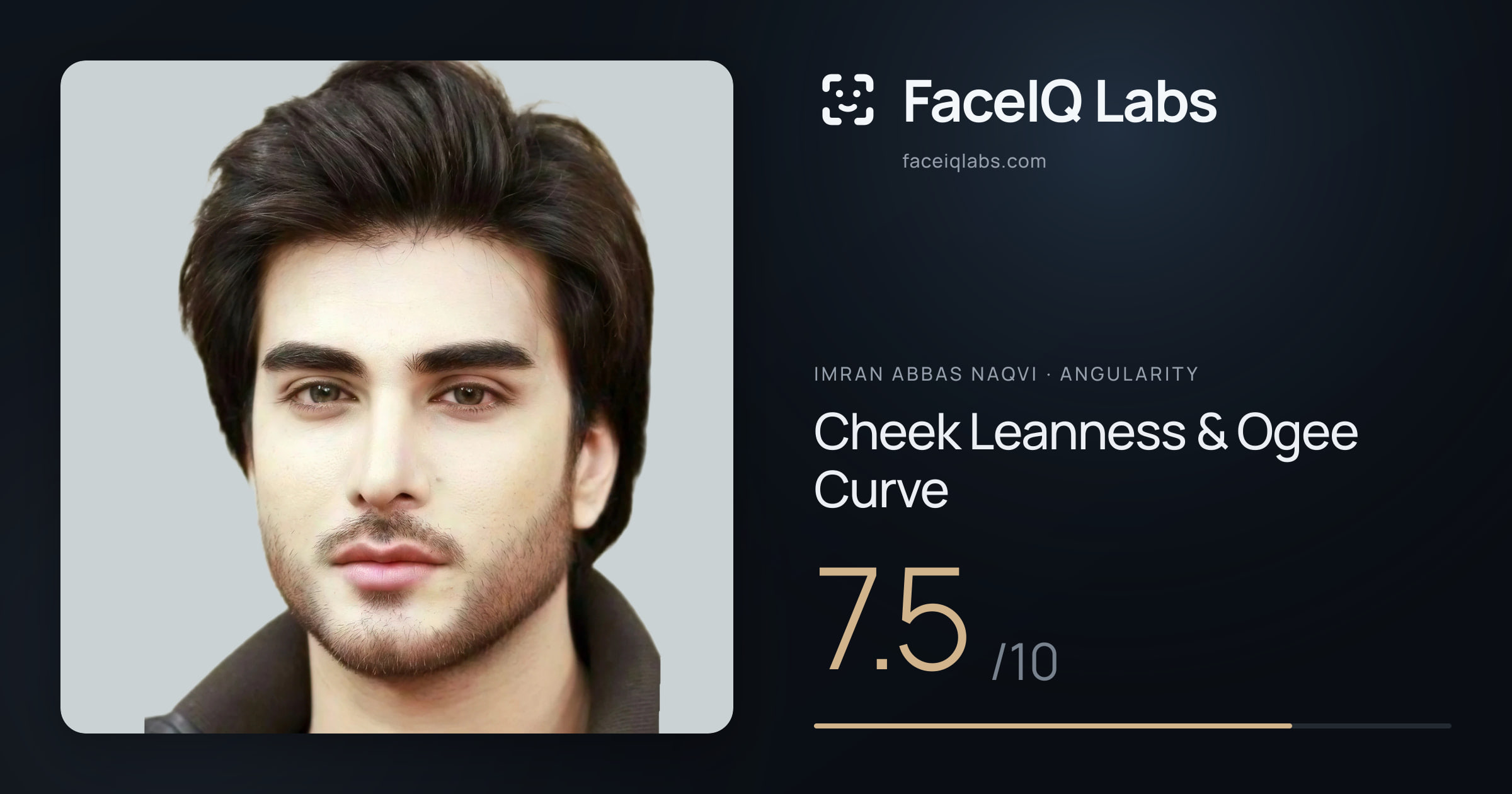 Imran Abbas Naqvi Cheek Leanness & Ogee Curve: 7.5/10, drawn on the photo